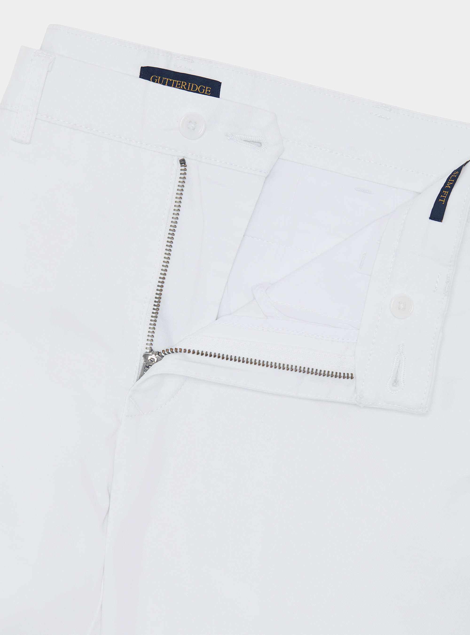Pantaloni chino slim fit in twill stretch, BIANCO