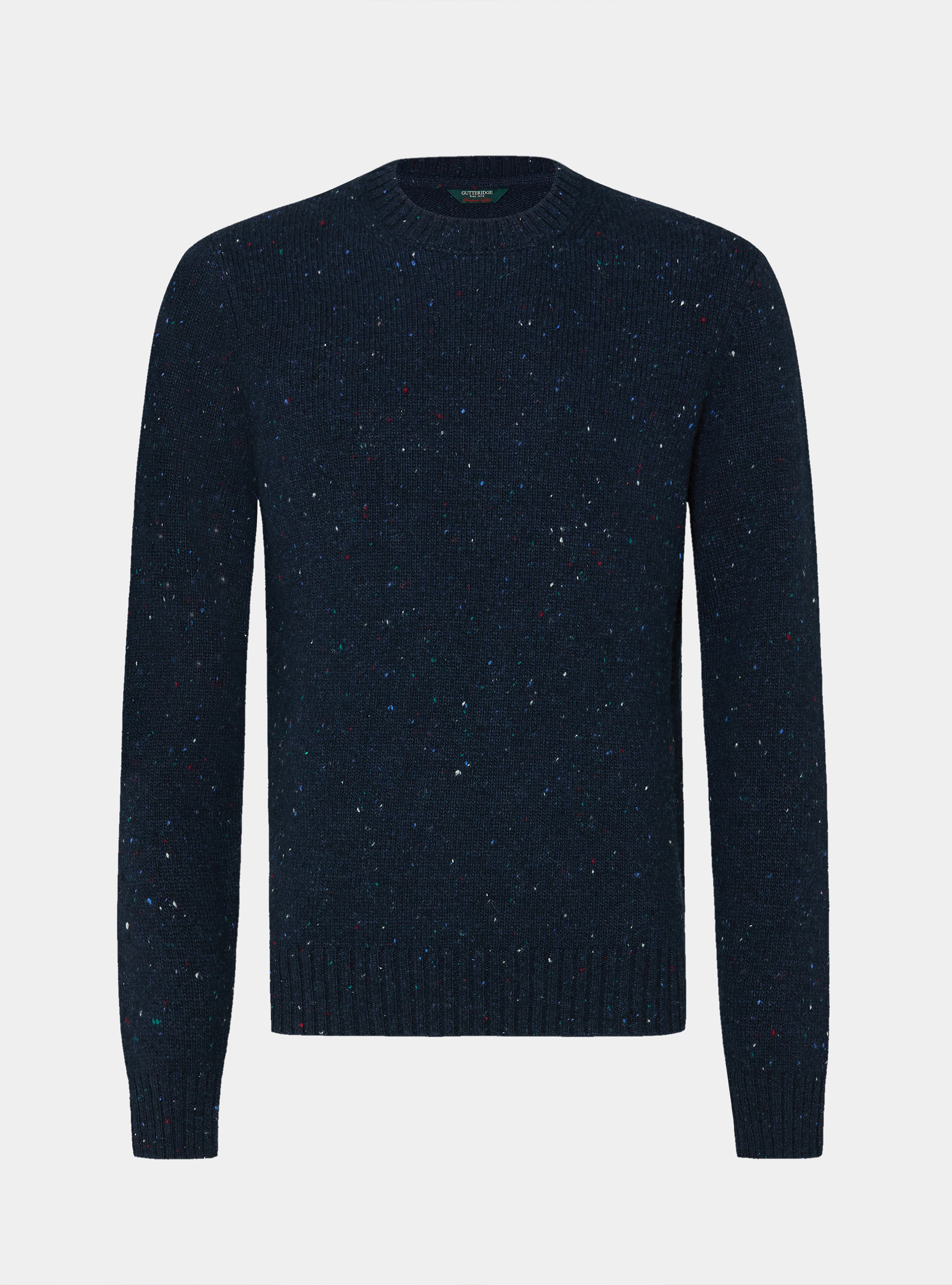 Maglia girocollo in misto lana merino bottonata, BLU NAVY