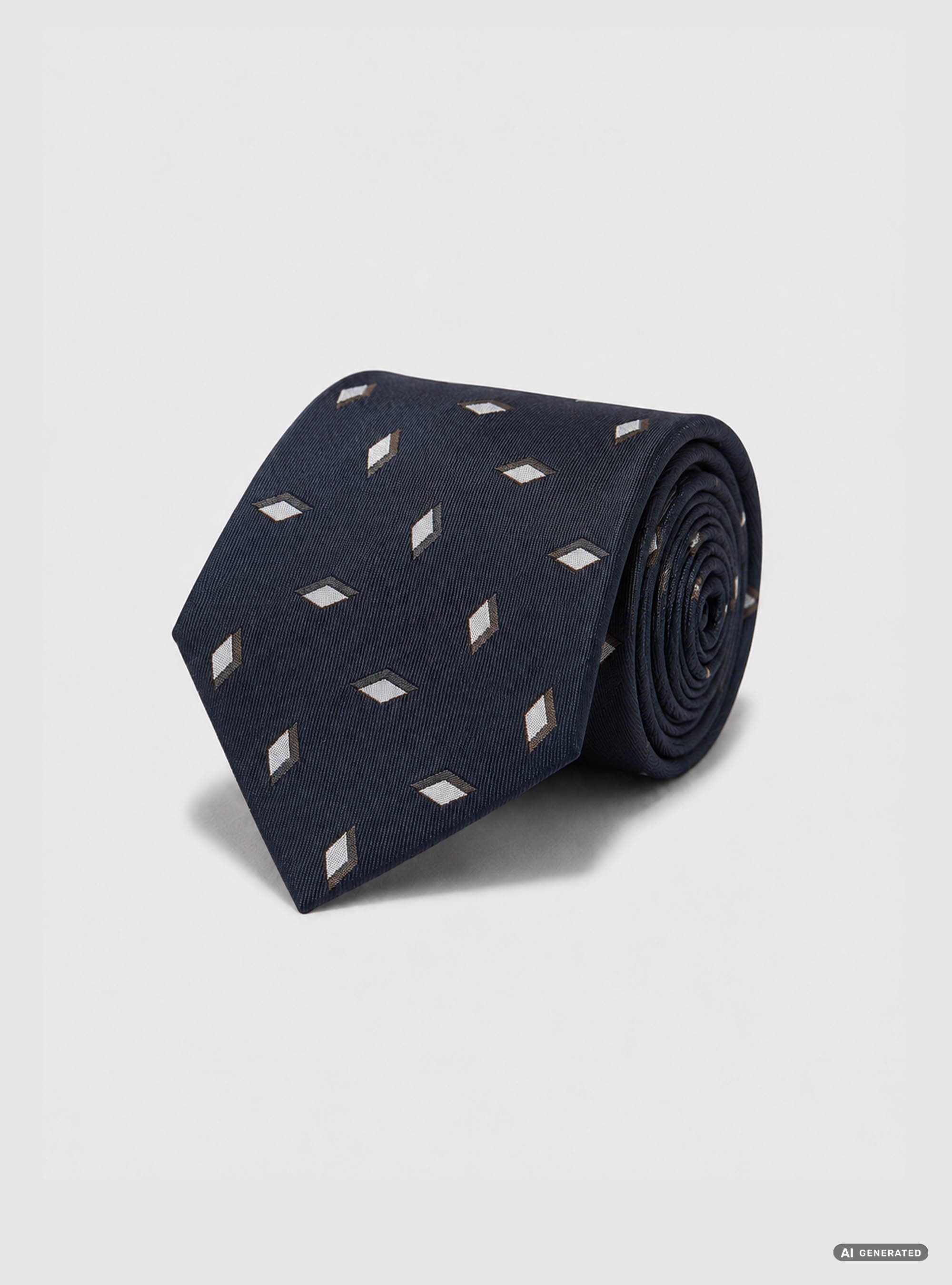 Cravatta in twill di seta fantasia geometrica, BLU NAVY