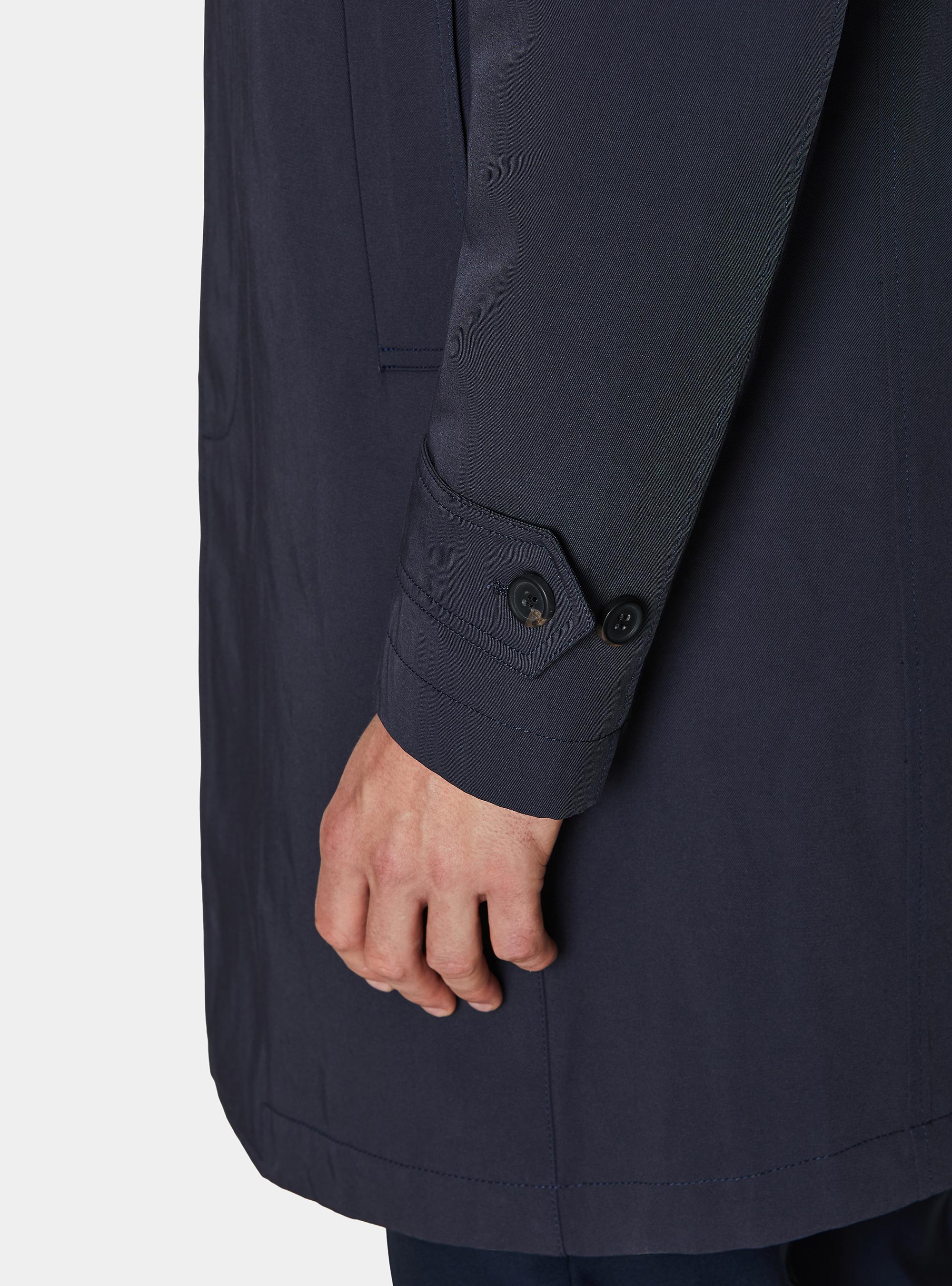 Impermeabile monopetto in misto cotone, BLU NAVY