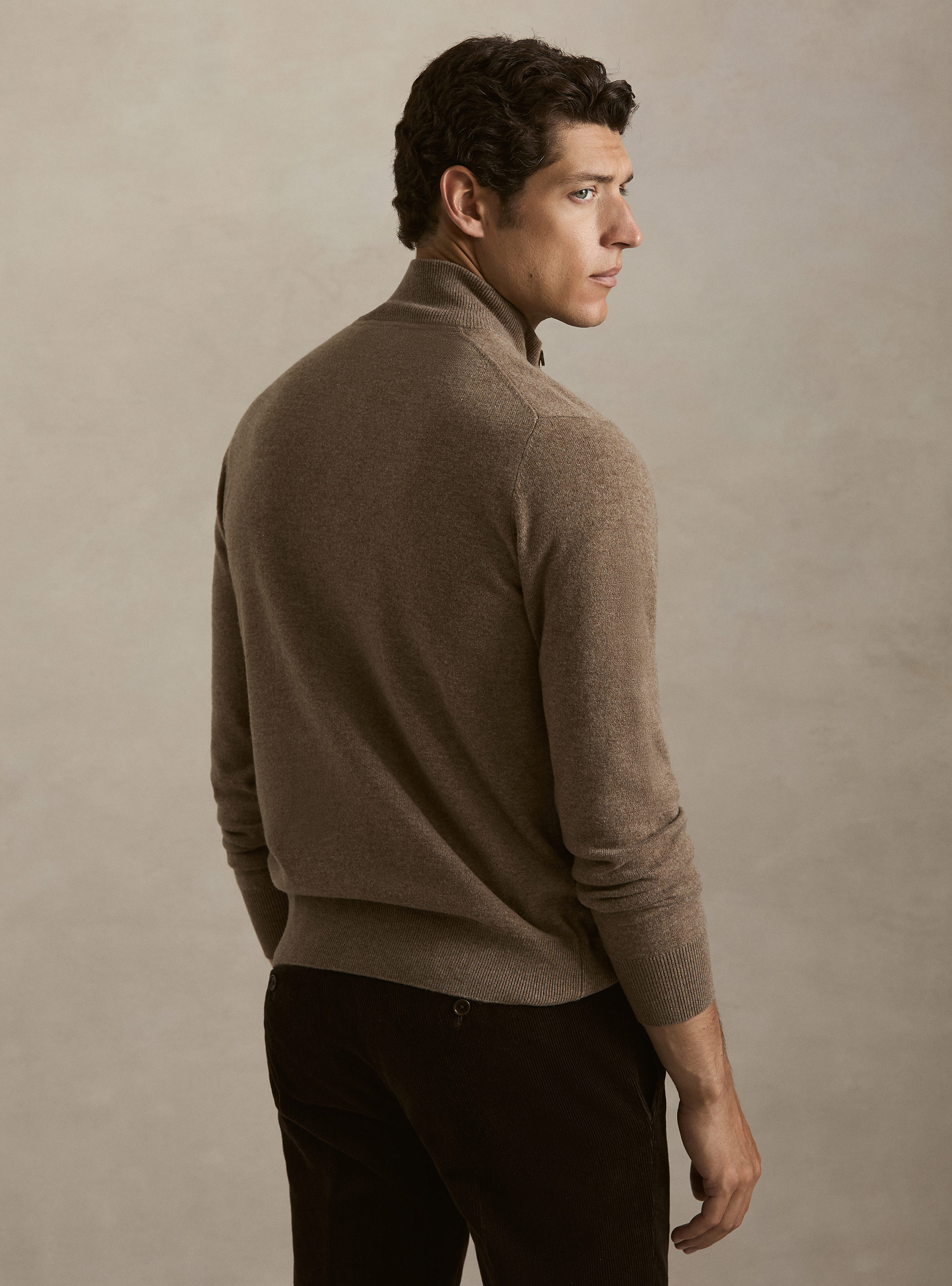 Cardigan con zip in lana lambswool e cashmere, FANGO