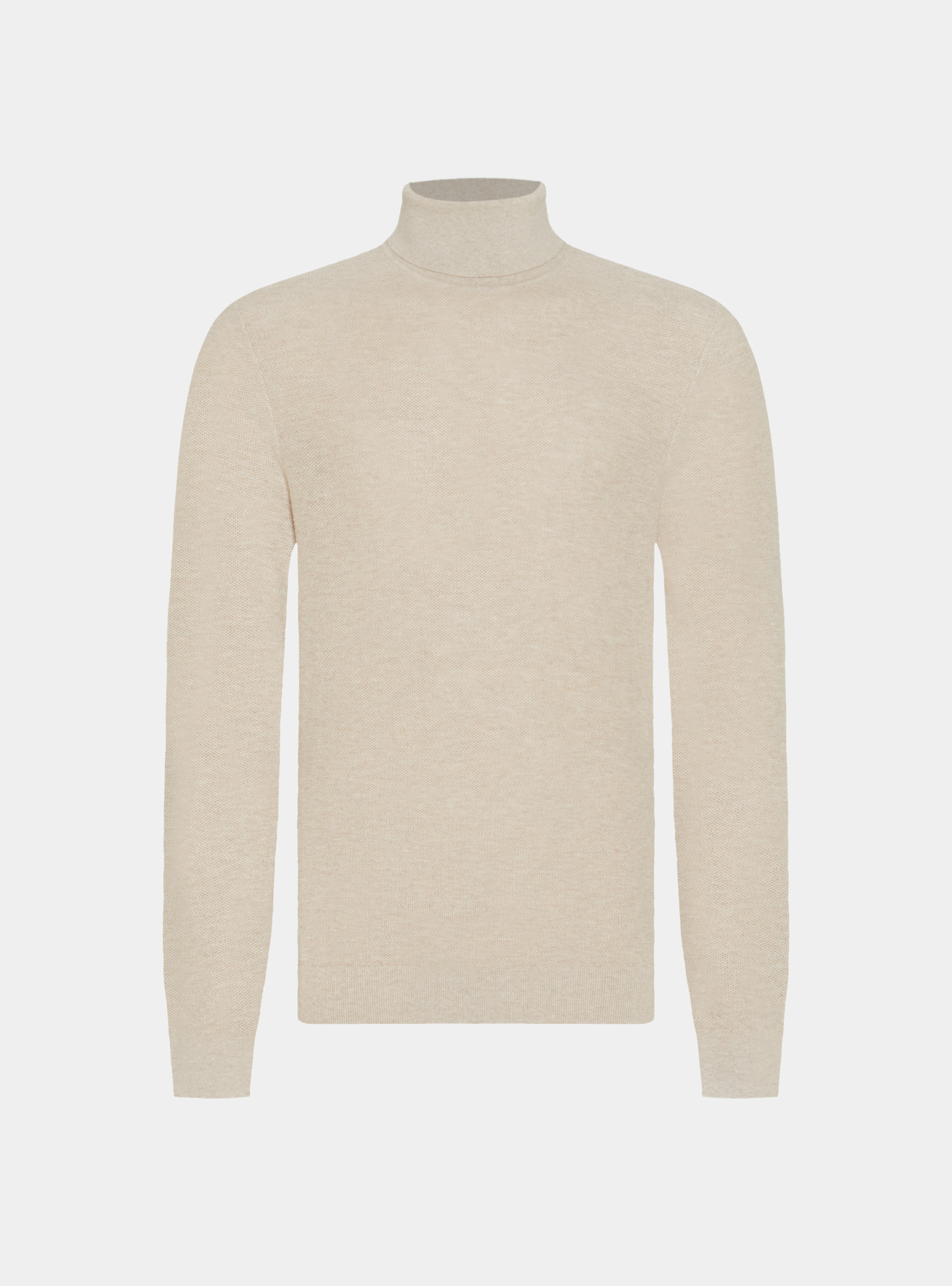 Dolcevita in maglia nido d'ape in cotone e cashmere, ECRU