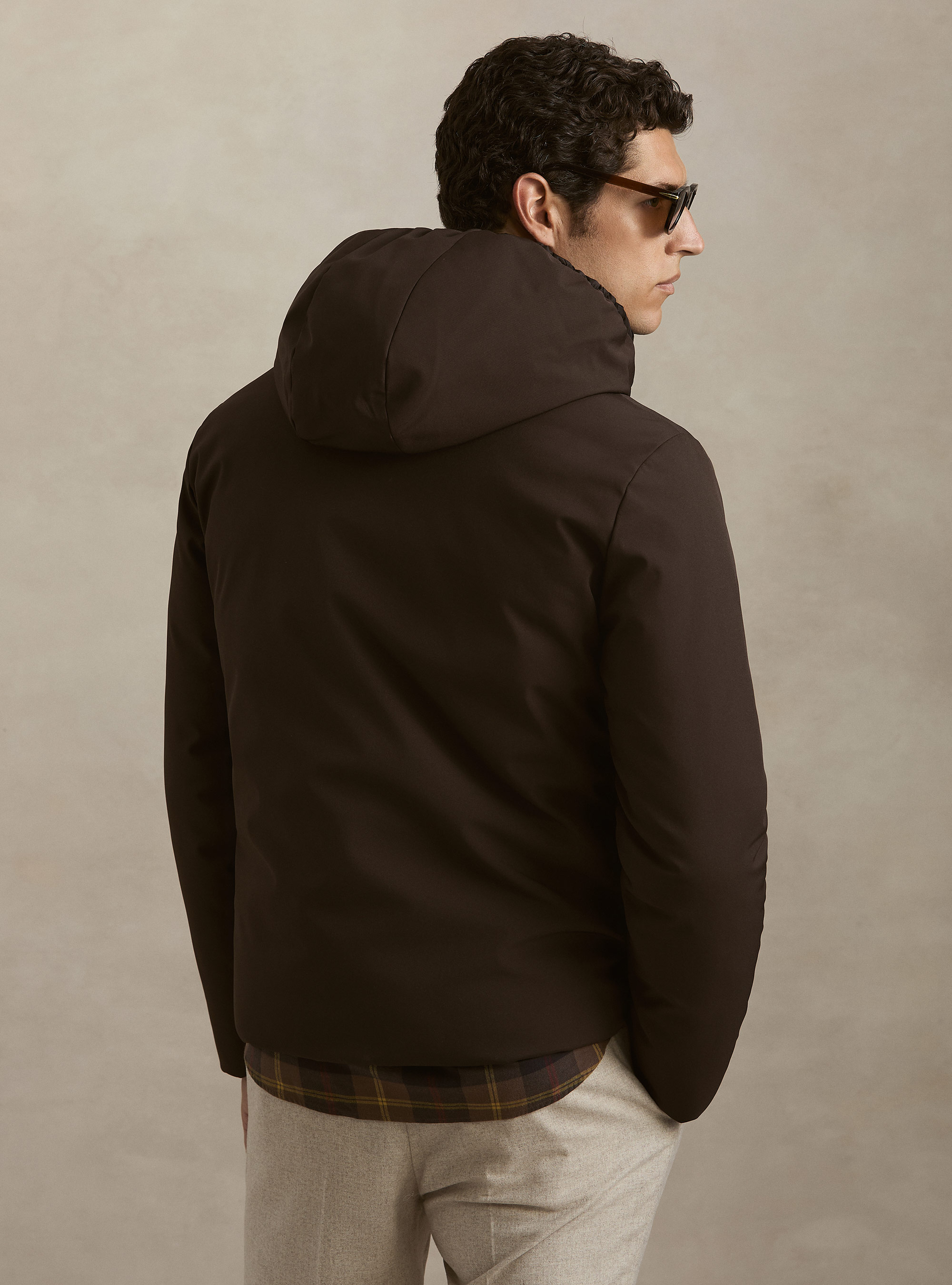 Bomber reversibile con cappuccio, MARRONE 0508C
