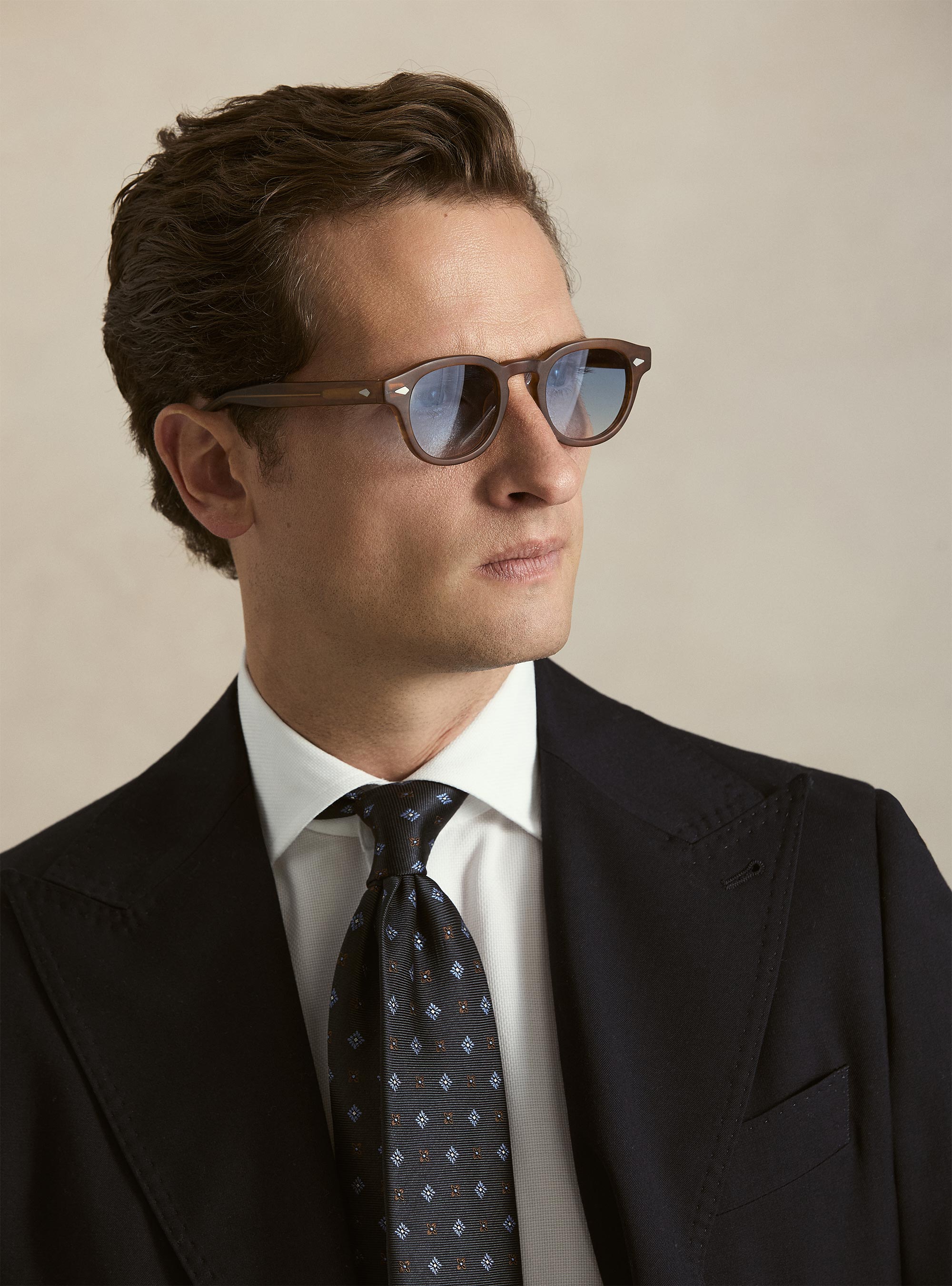 Giacca doppiopetto in tessuto stretch, BLU NAVY
