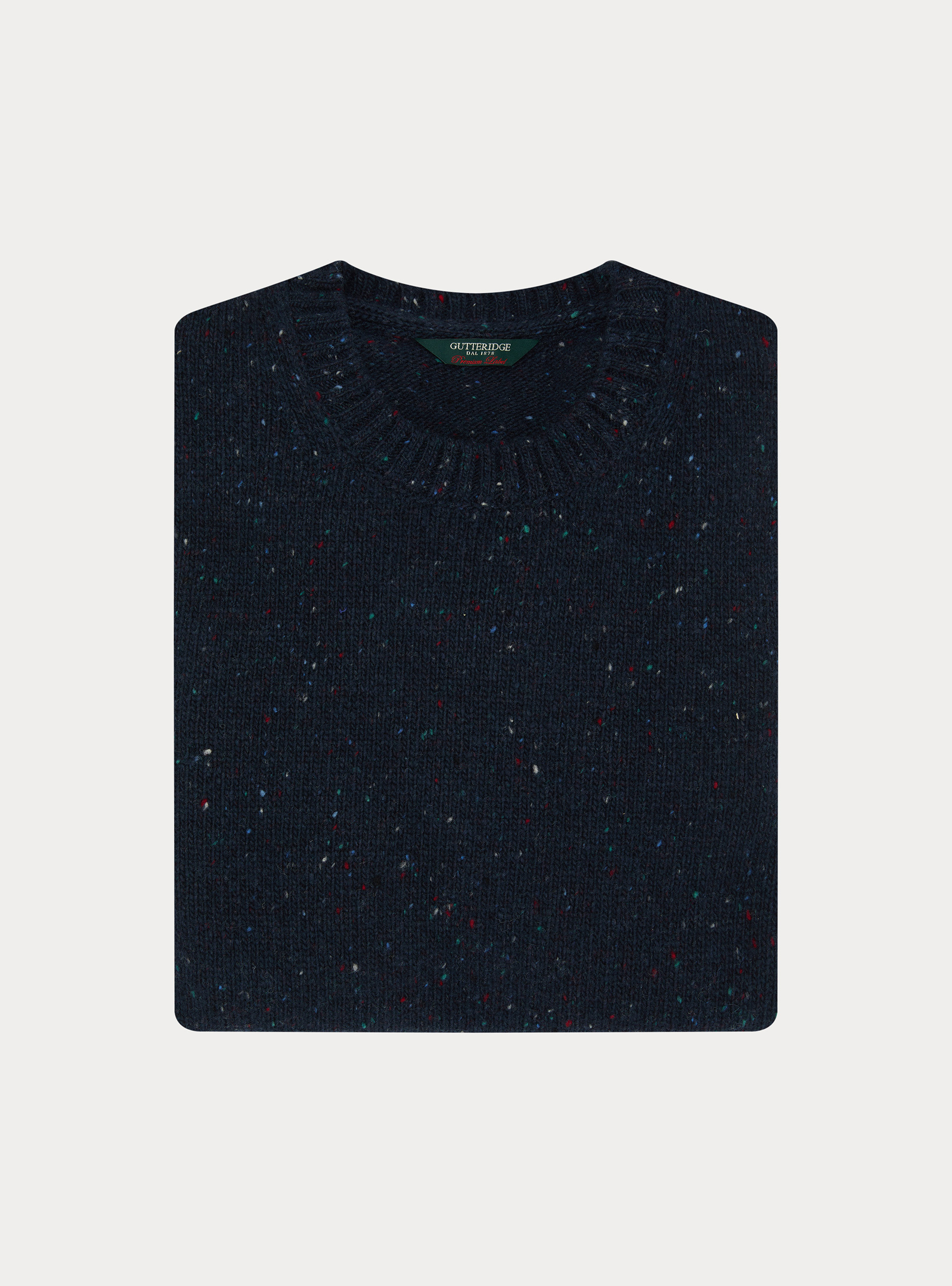 Girocollo in maglia bottonato misto lana merino, BLU NAVY