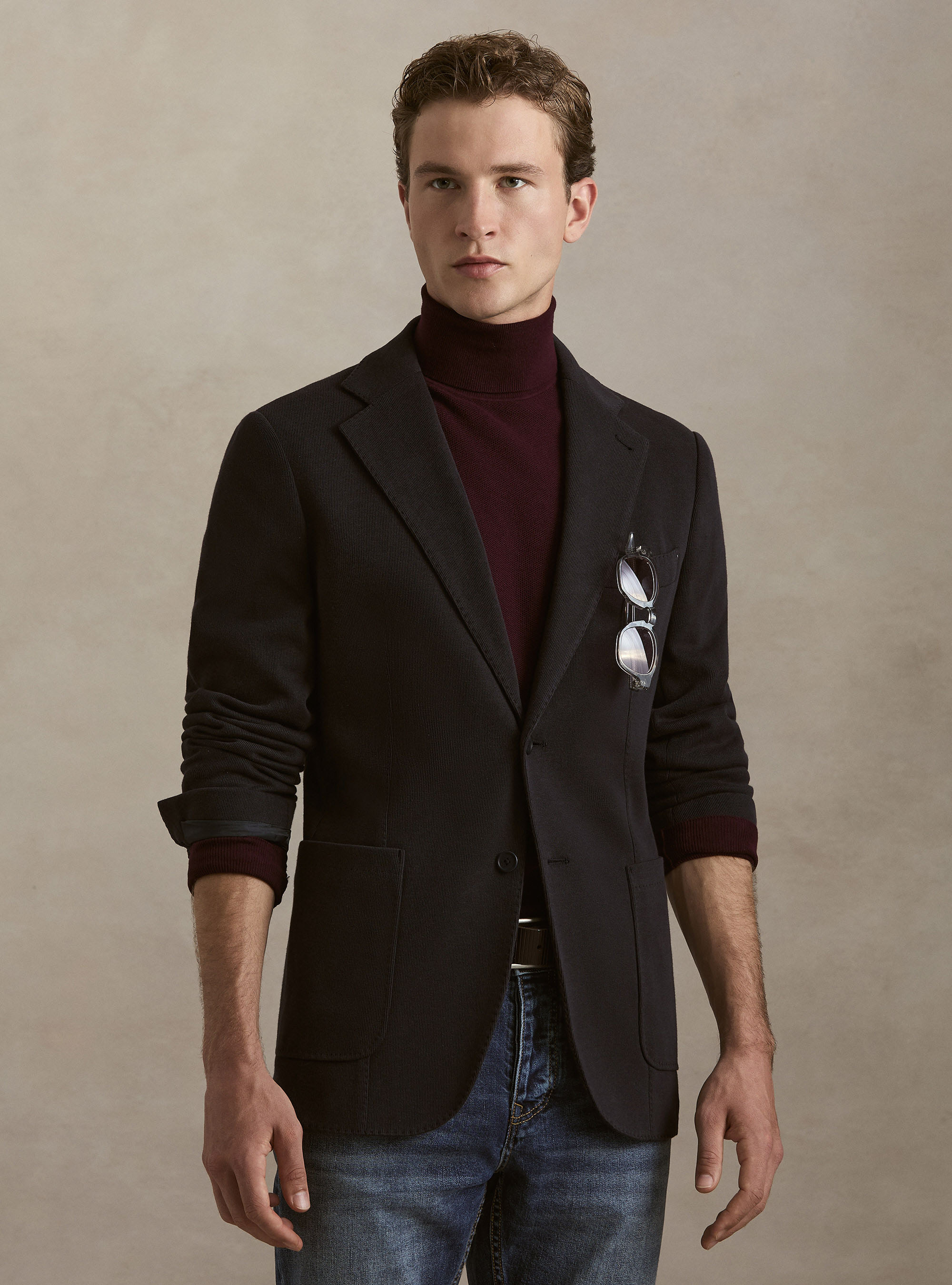 Giacca in jersey di misto cotone, BLU NAVY