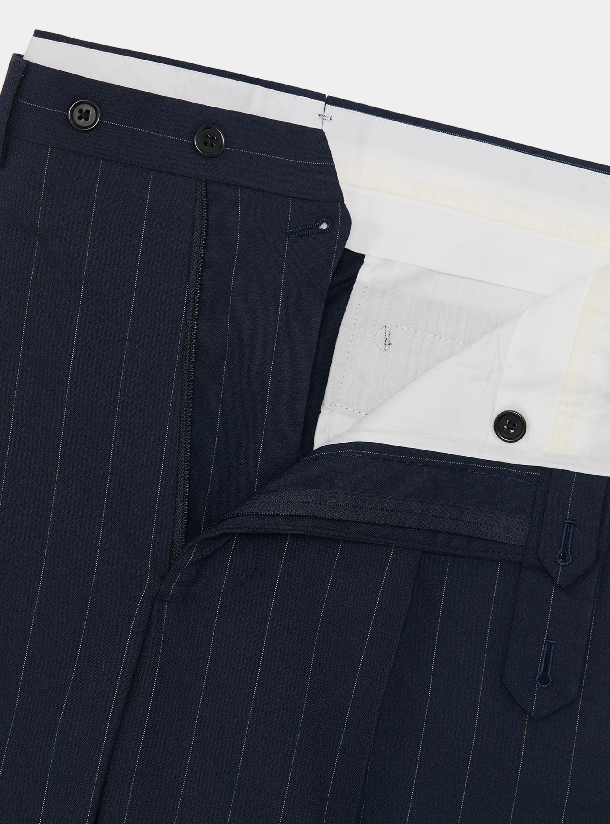 Pantaloni pinces per abito gessato, BLU NAVY