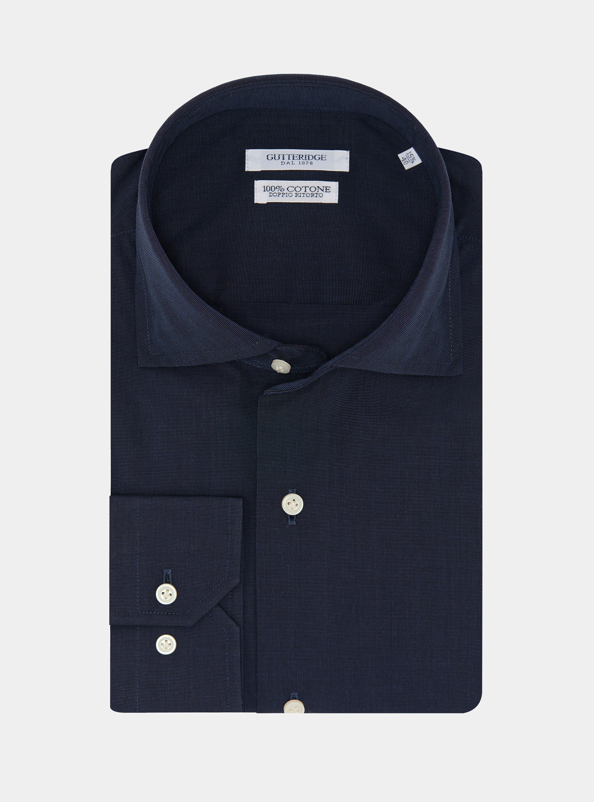 Camicia in cotone fil a fil, BLU NAVY
