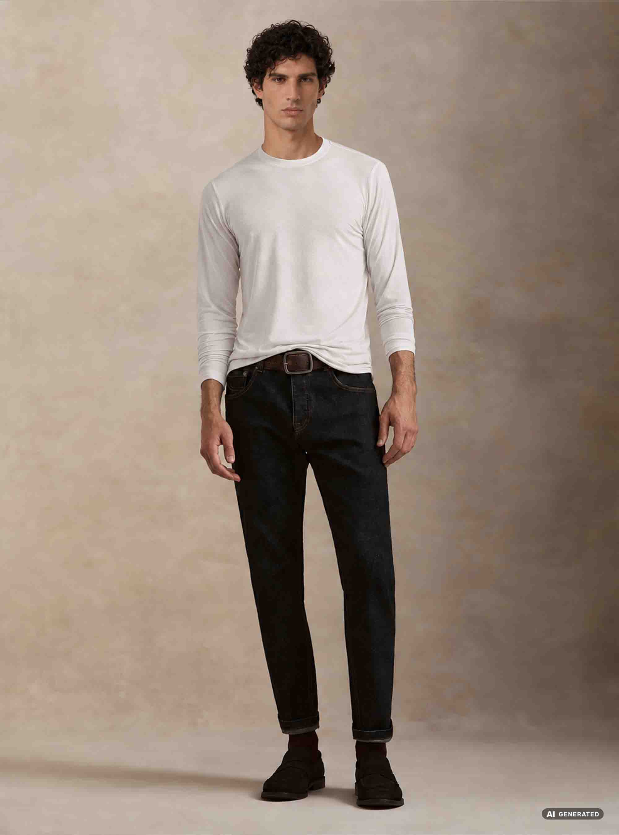 T-shirt manica lunga in misto cashmere, 0055C OFF WHITE