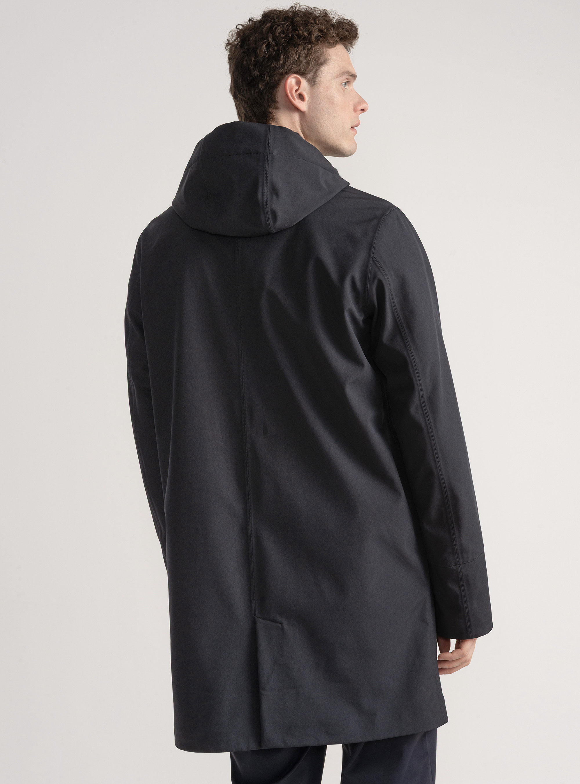 Giubbotto tecnico lungo con cappuccio, BLU NAVY
