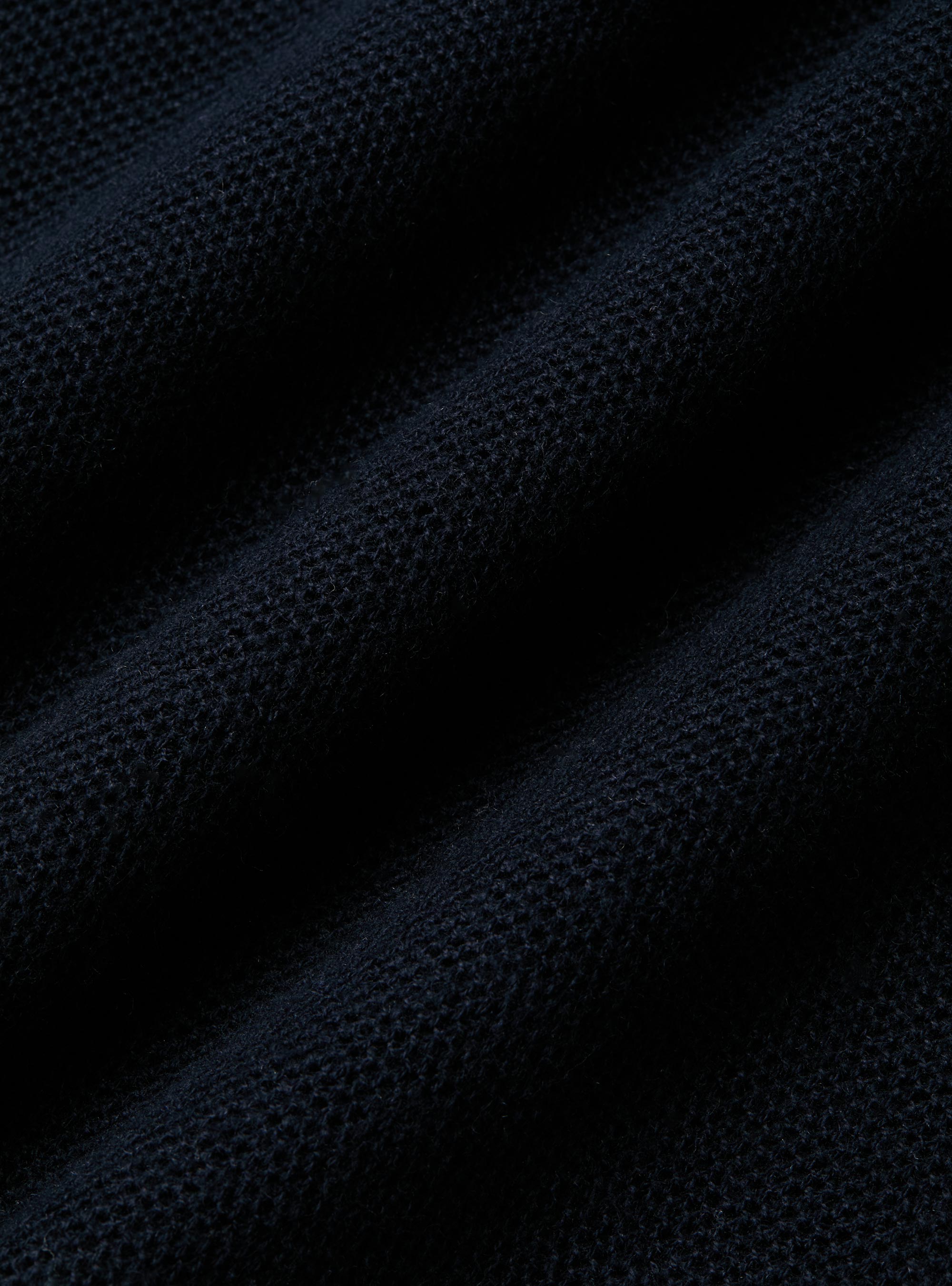 Maglia girocollo in cotone cashmere nido d'ape, BLU NAVY