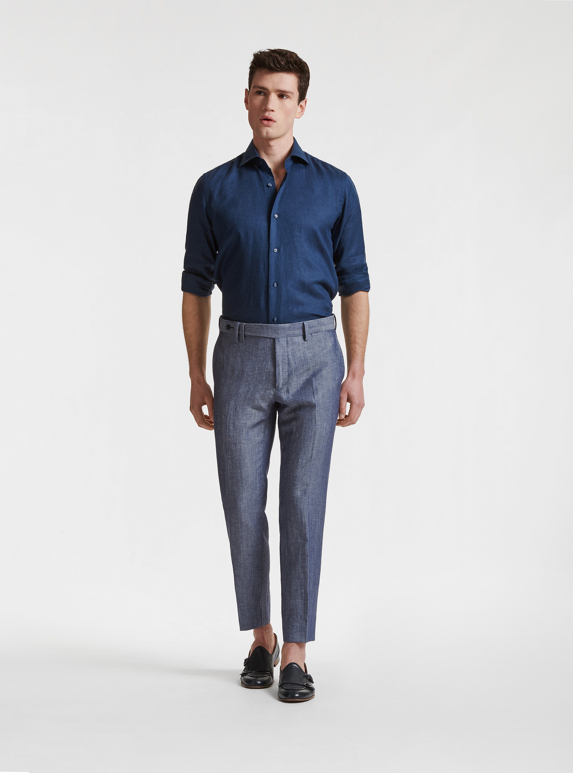 Pantaloni per abito in lana e lino DUEMILAGORI, 0243C DENIM