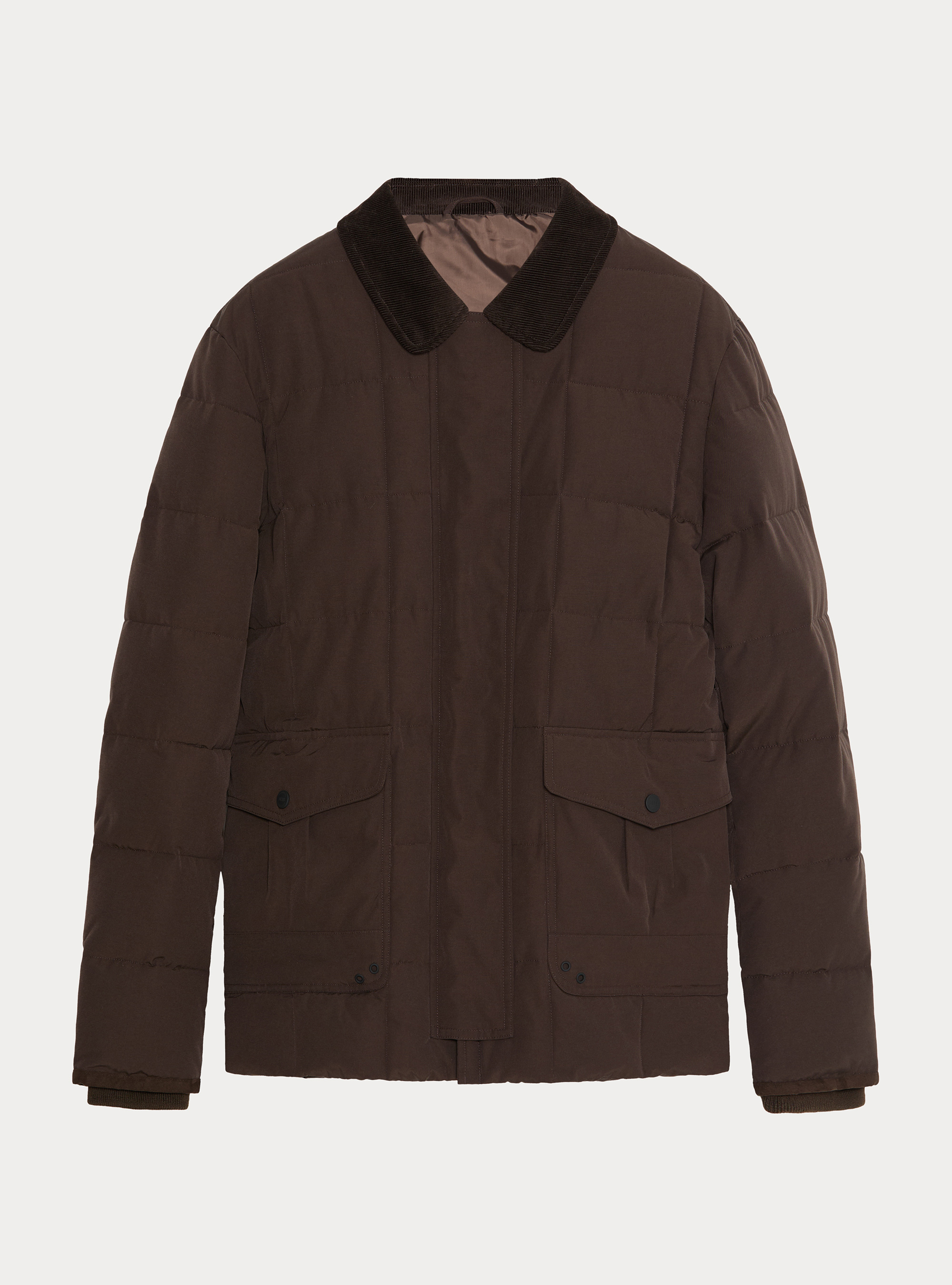 Giubbino classico trapuntato con collo camicia, MARRONE 0508C
