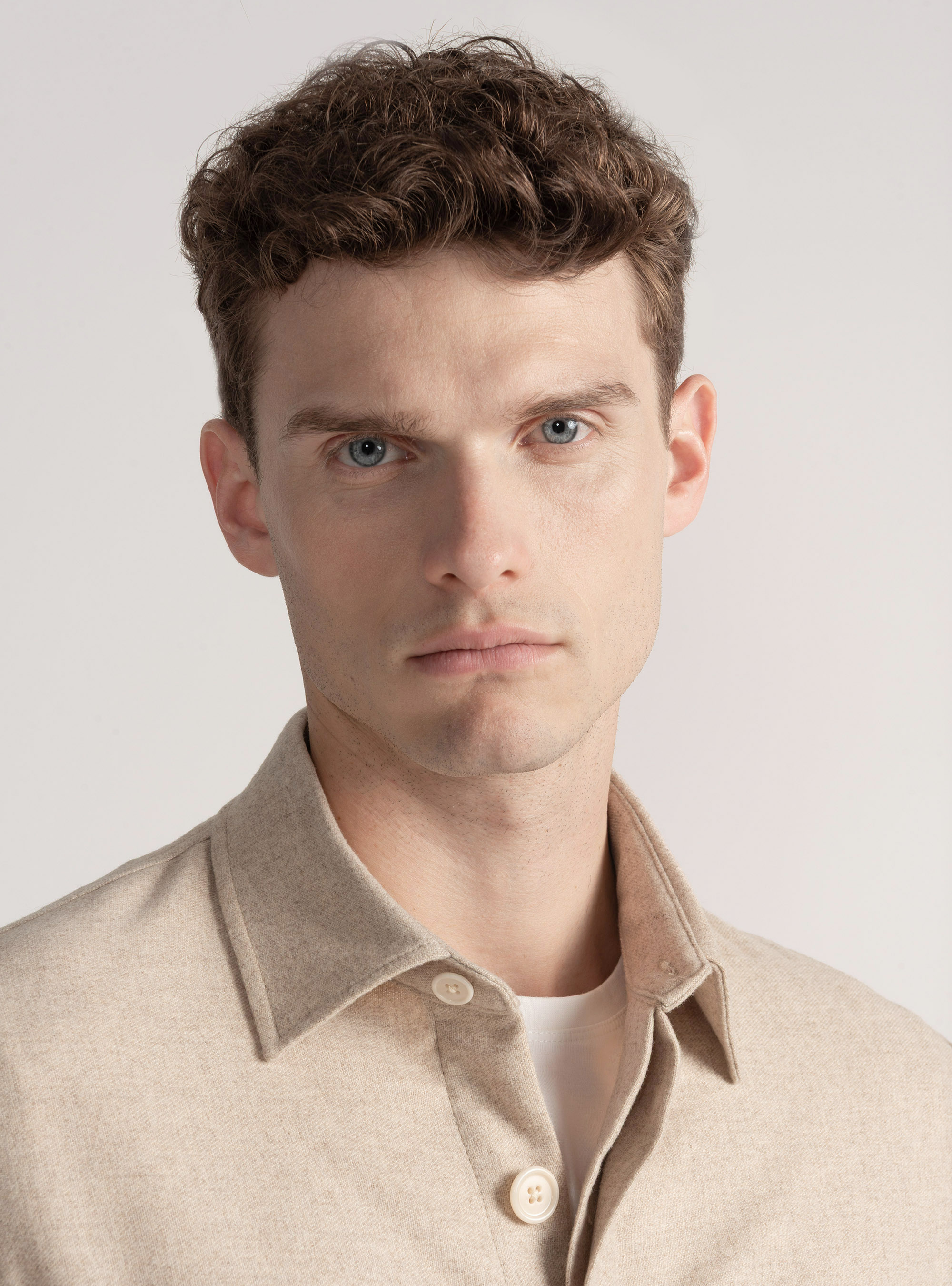 Giacca camicia leggera in misto lana, ECRU