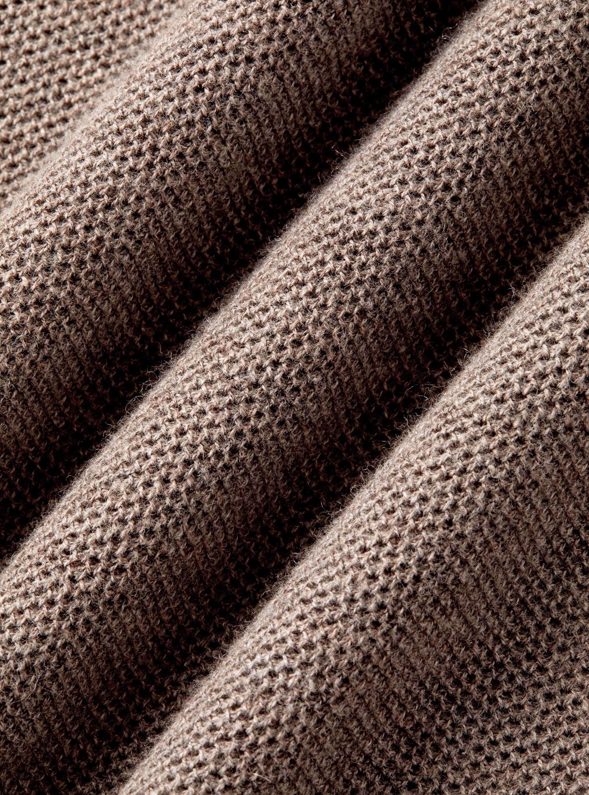 Maglia con mezza zip in cotone cashmere nido d'ape, FANGO