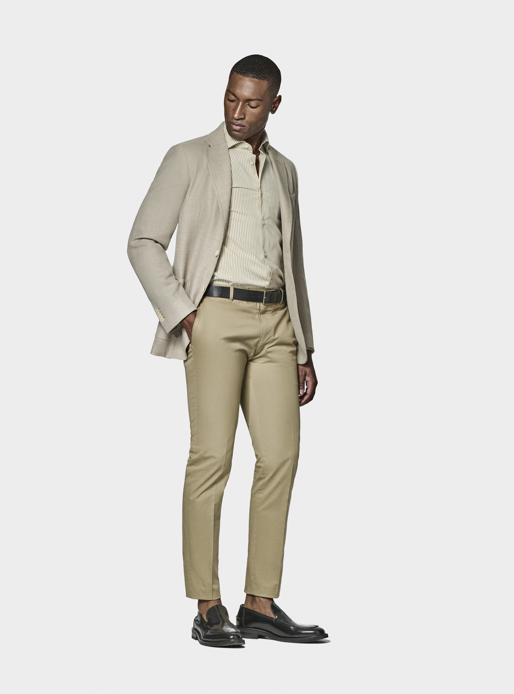 Giacca in pura lana micro texture, ECRU