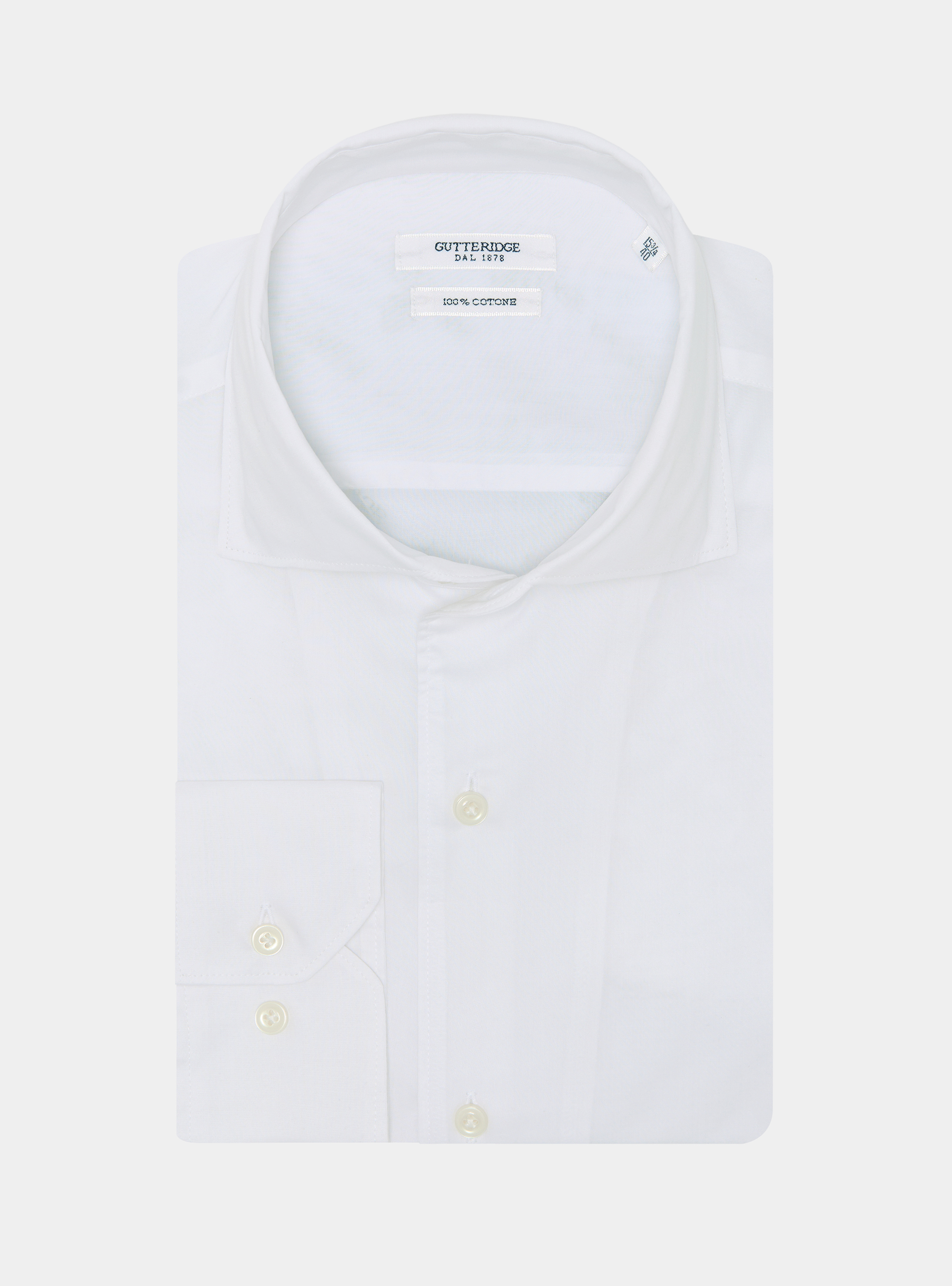 Camicia in cotone con paramontura, BIANCO