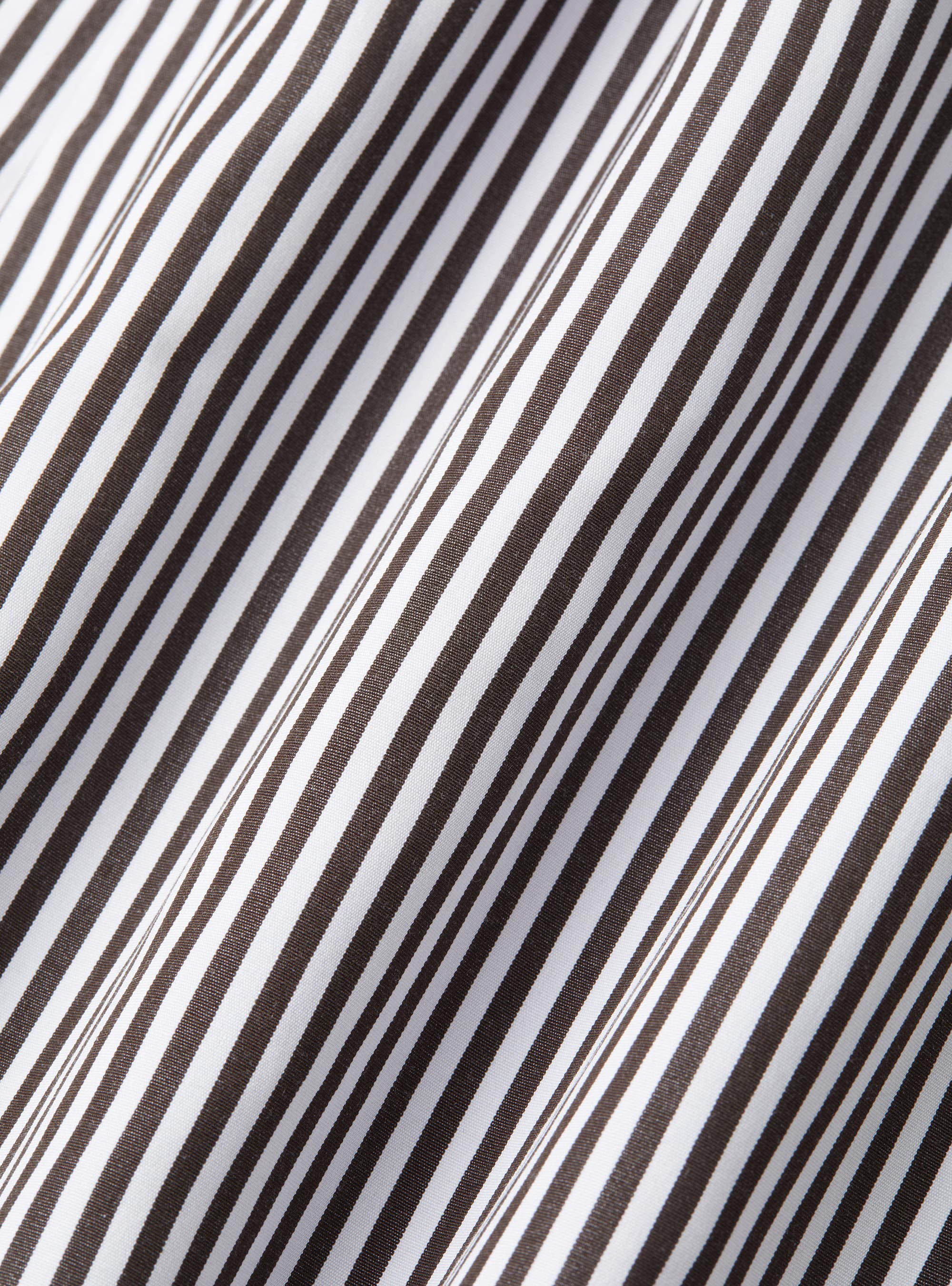 Camicia rigata in cotone popeline, MARRONE