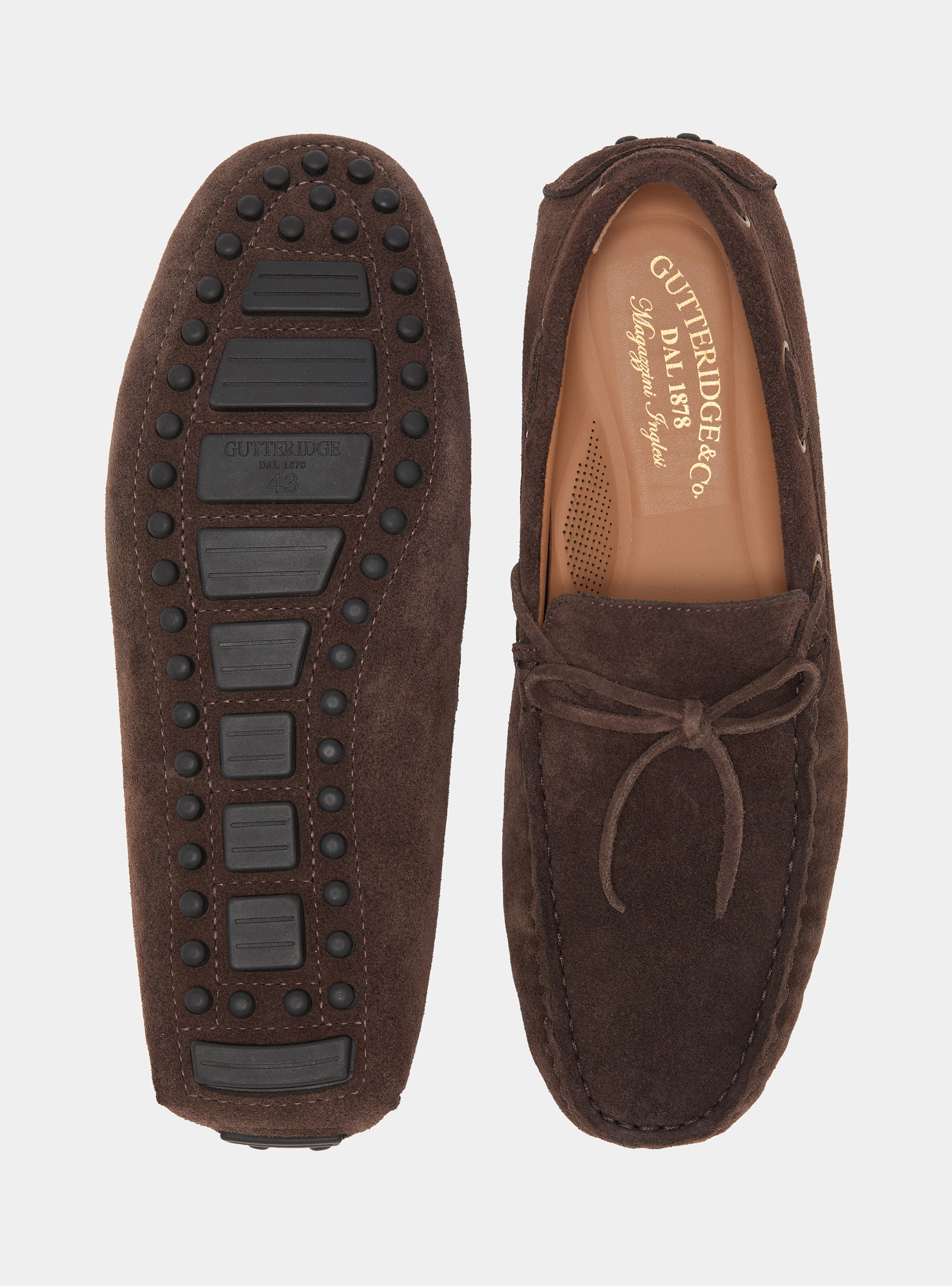 Mocassini da barca in suede, MARRONE