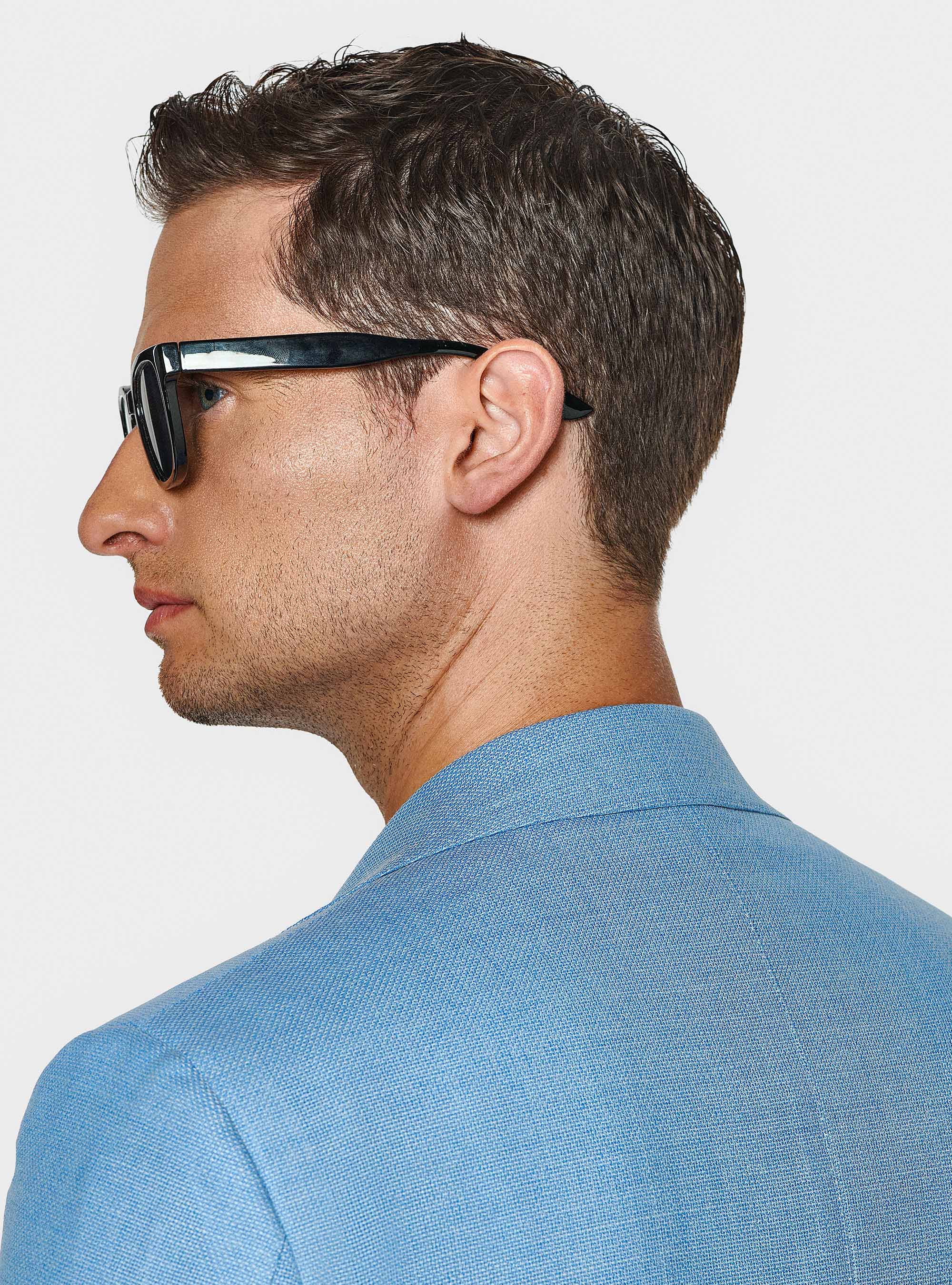 Giacca hopsack in lana Vitale Barberis Canonico, AZZURRO