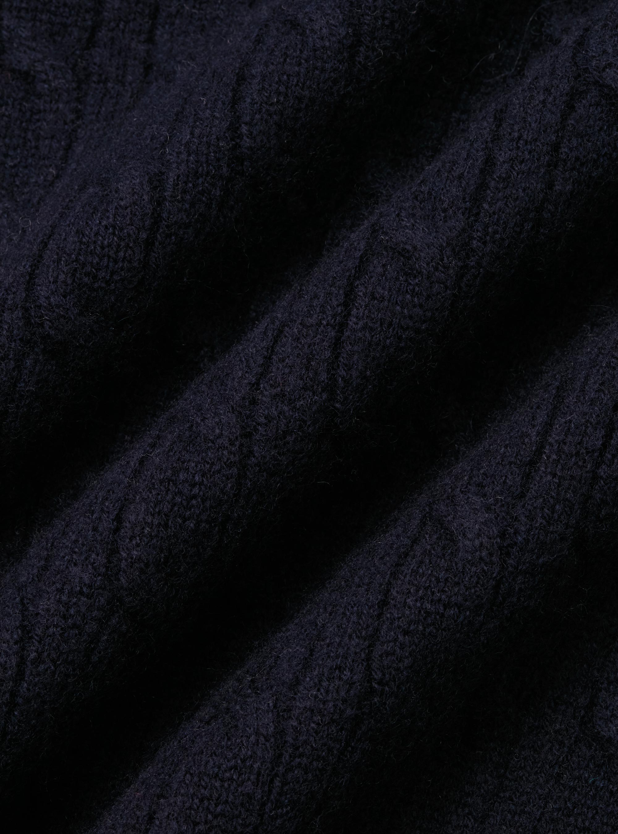 Maglia lupetto a trecce in lana e cashmere, BLU NAVY