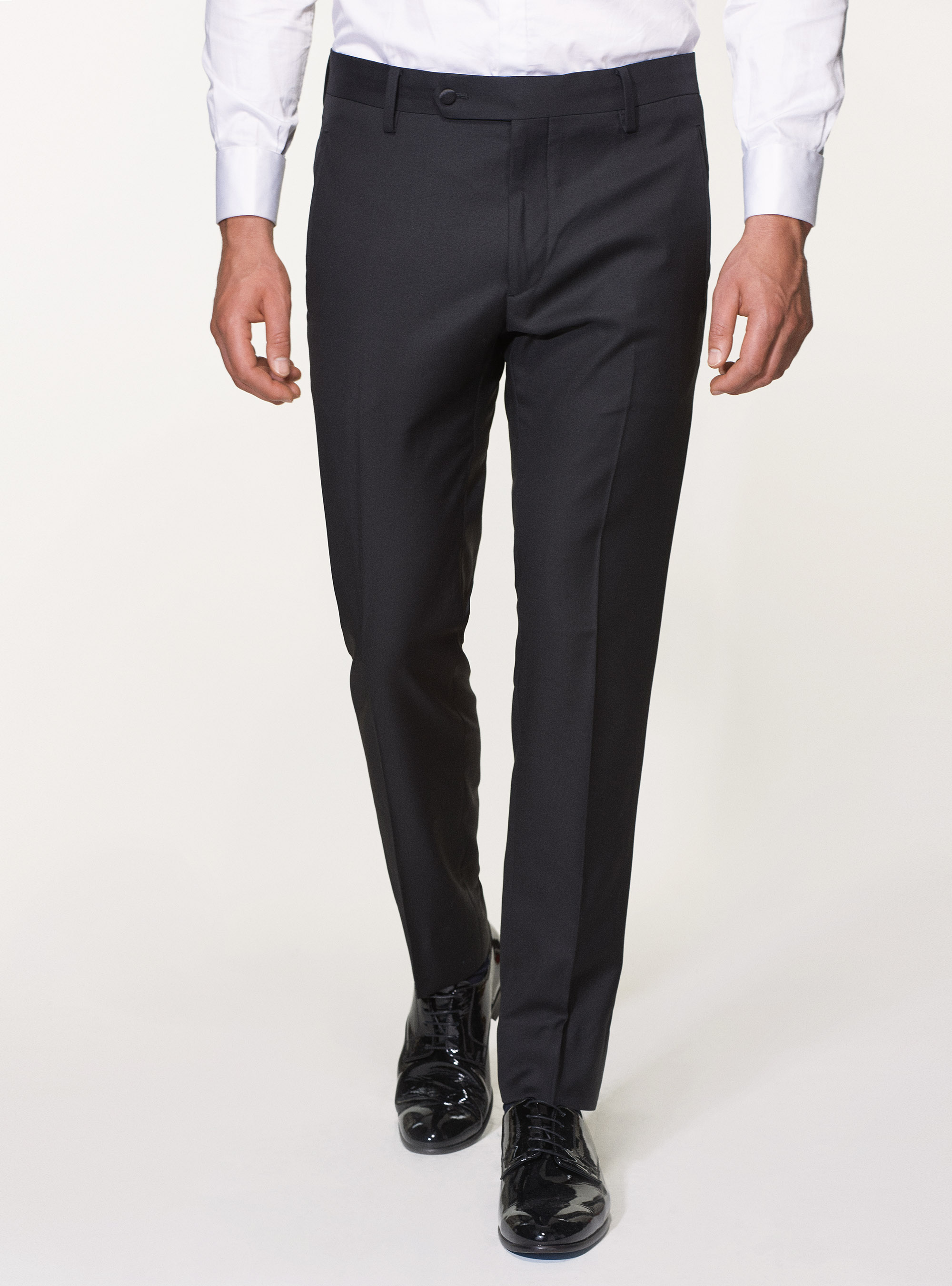 Pantaloni smoking in pura lana superfine 110's Vitale Barberis Canonico, NERO