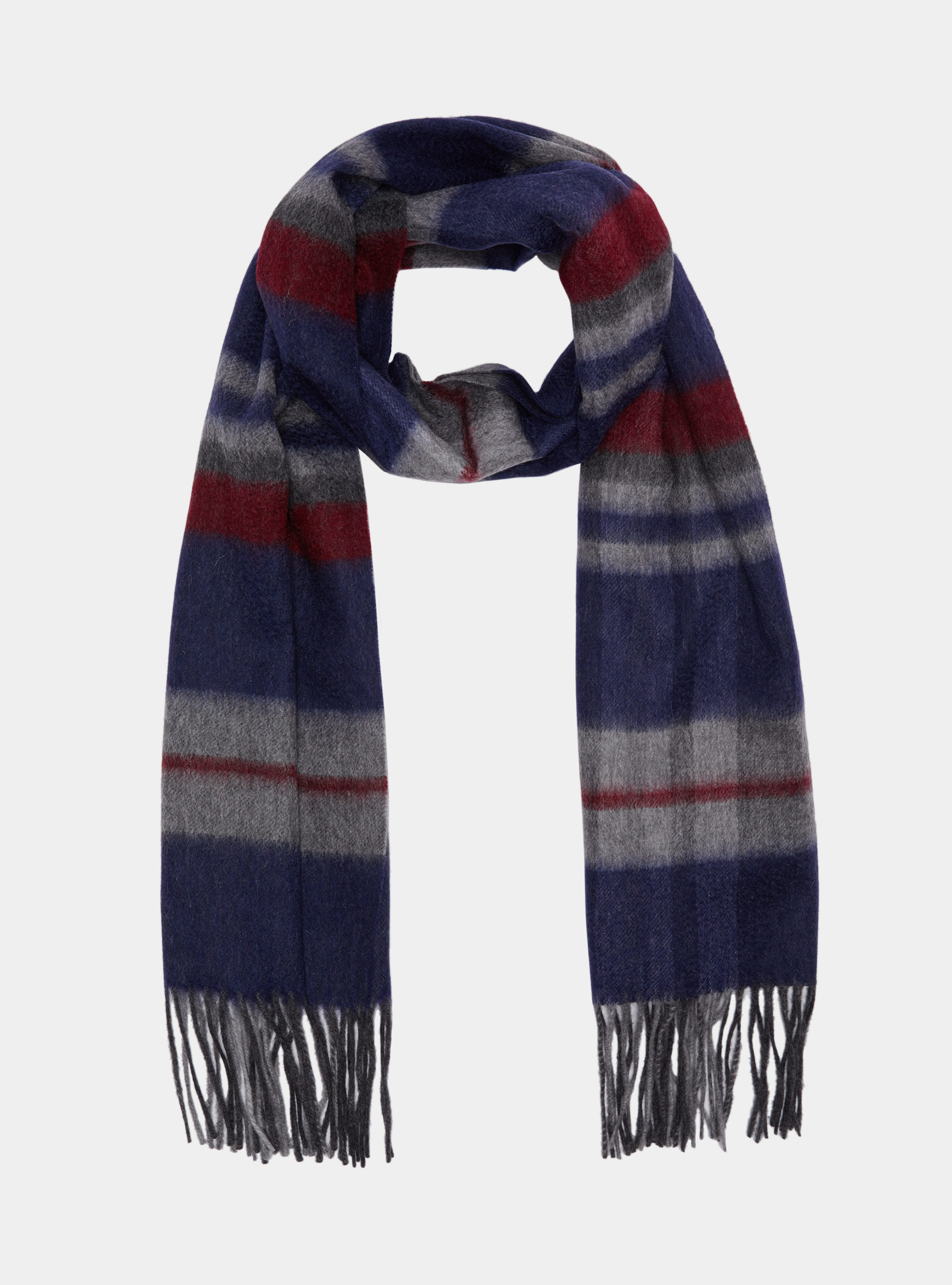 Sciarpa a quadri in lana e cashmere, BLU NAVY