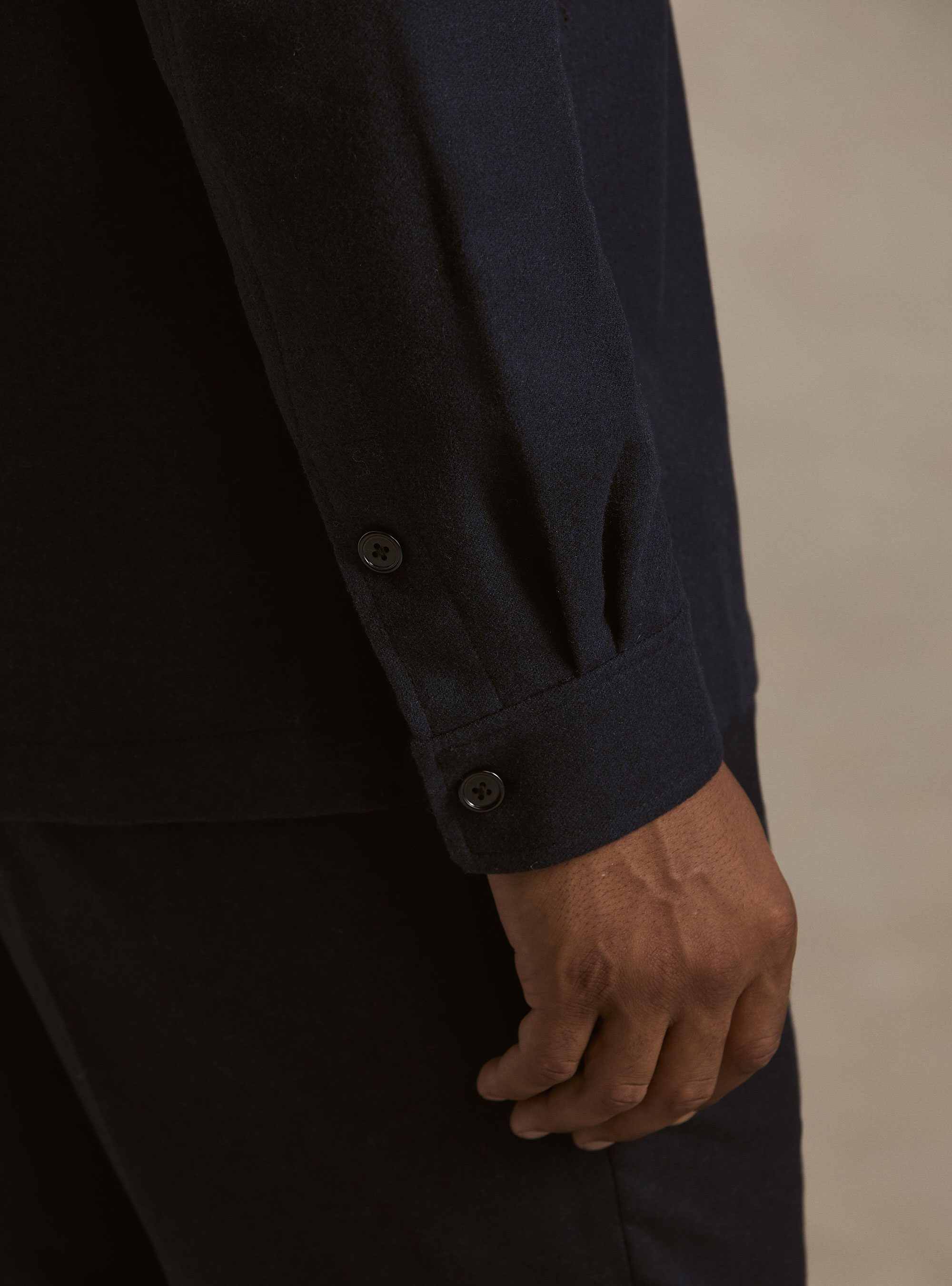 Giacca camicia leggera in flanella misto lana, NAVY