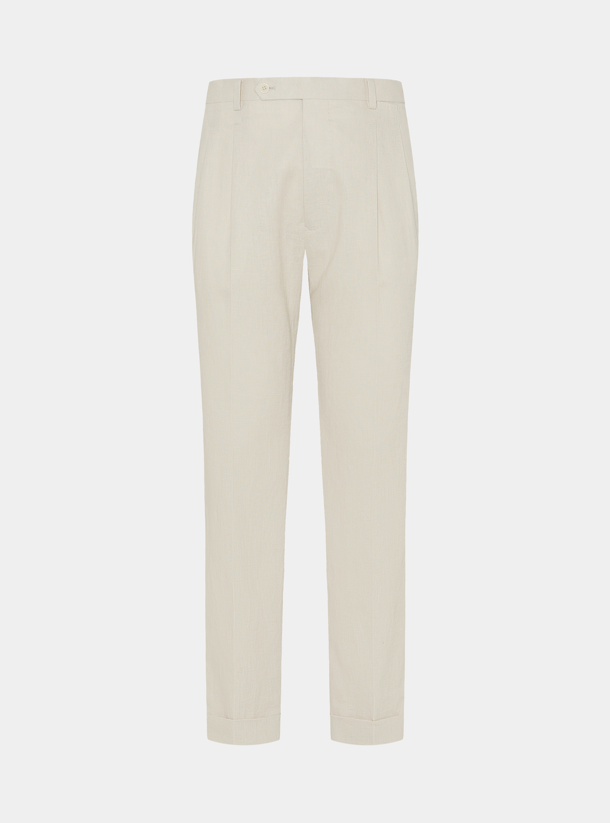 Pantaloni con pince in puro lino, ECRU