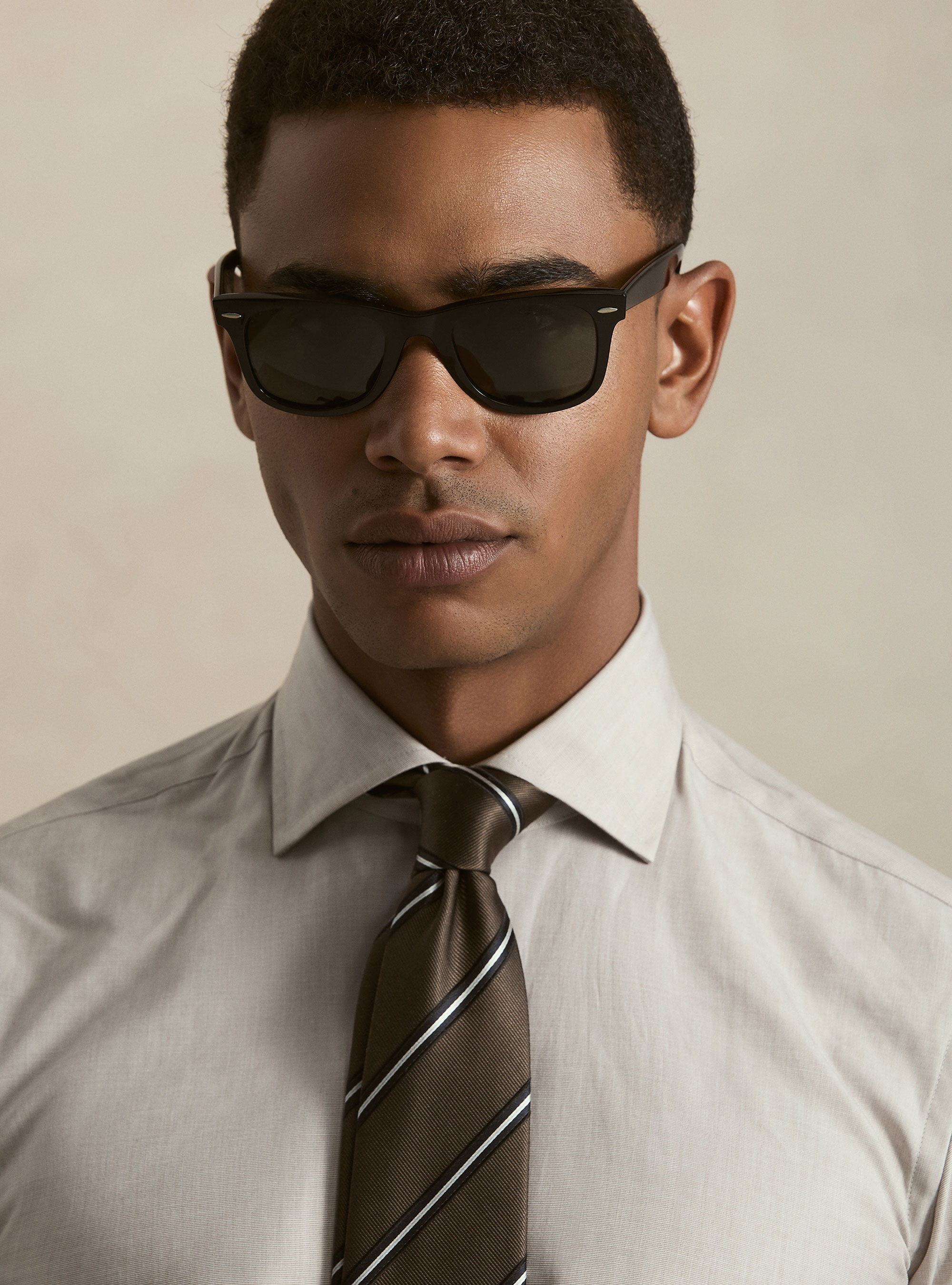 Camicia in cotone fil a fil, FANGO