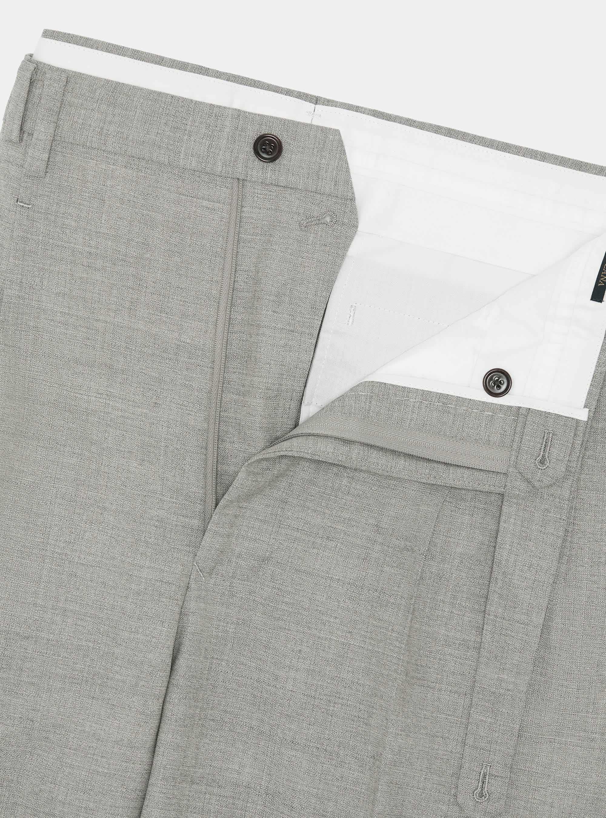 Pantaloni doppia pince in pura lana Vitale Barberis Canonico, ECRU