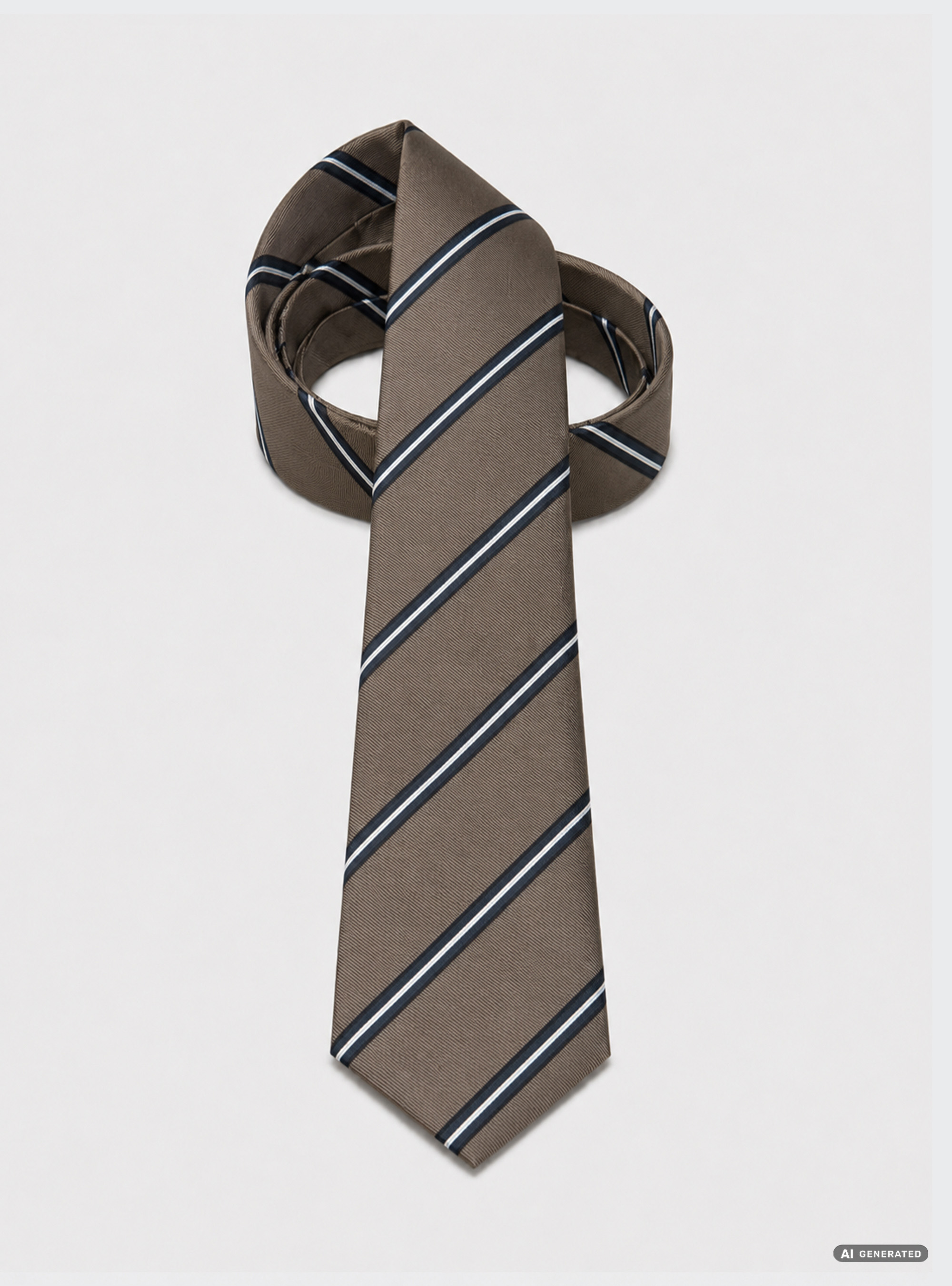Cravatta in twill di seta rigata, MARRONE