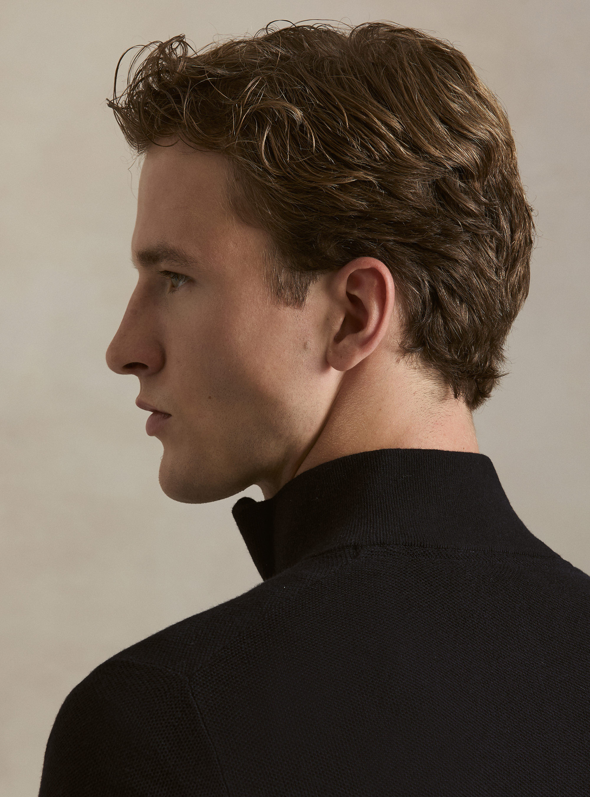 Maglia con mezza zip in cotone cashmere nido d'ape, BLU NAVY