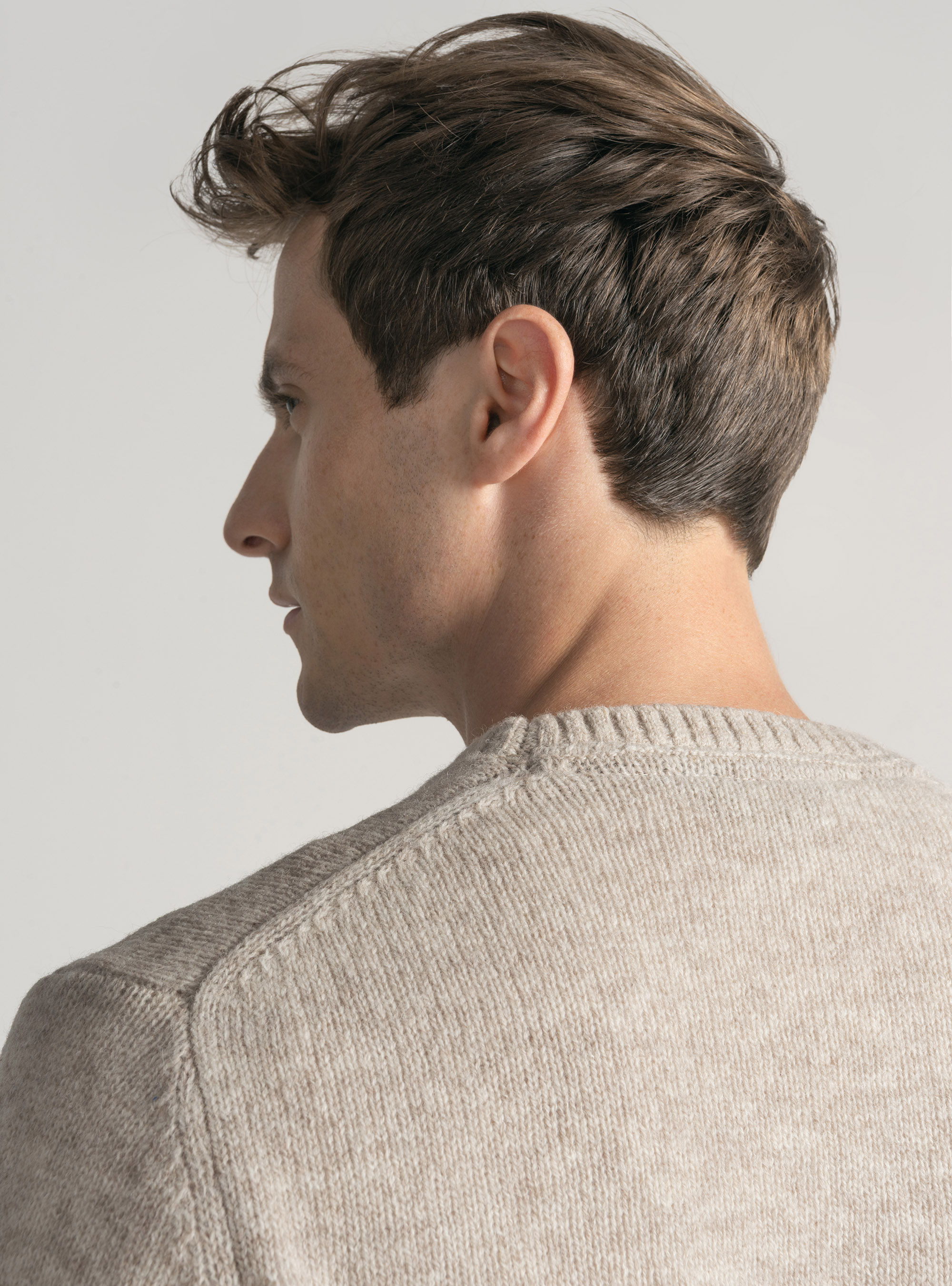 Maglia girocollo in lana shetland, ECRU
