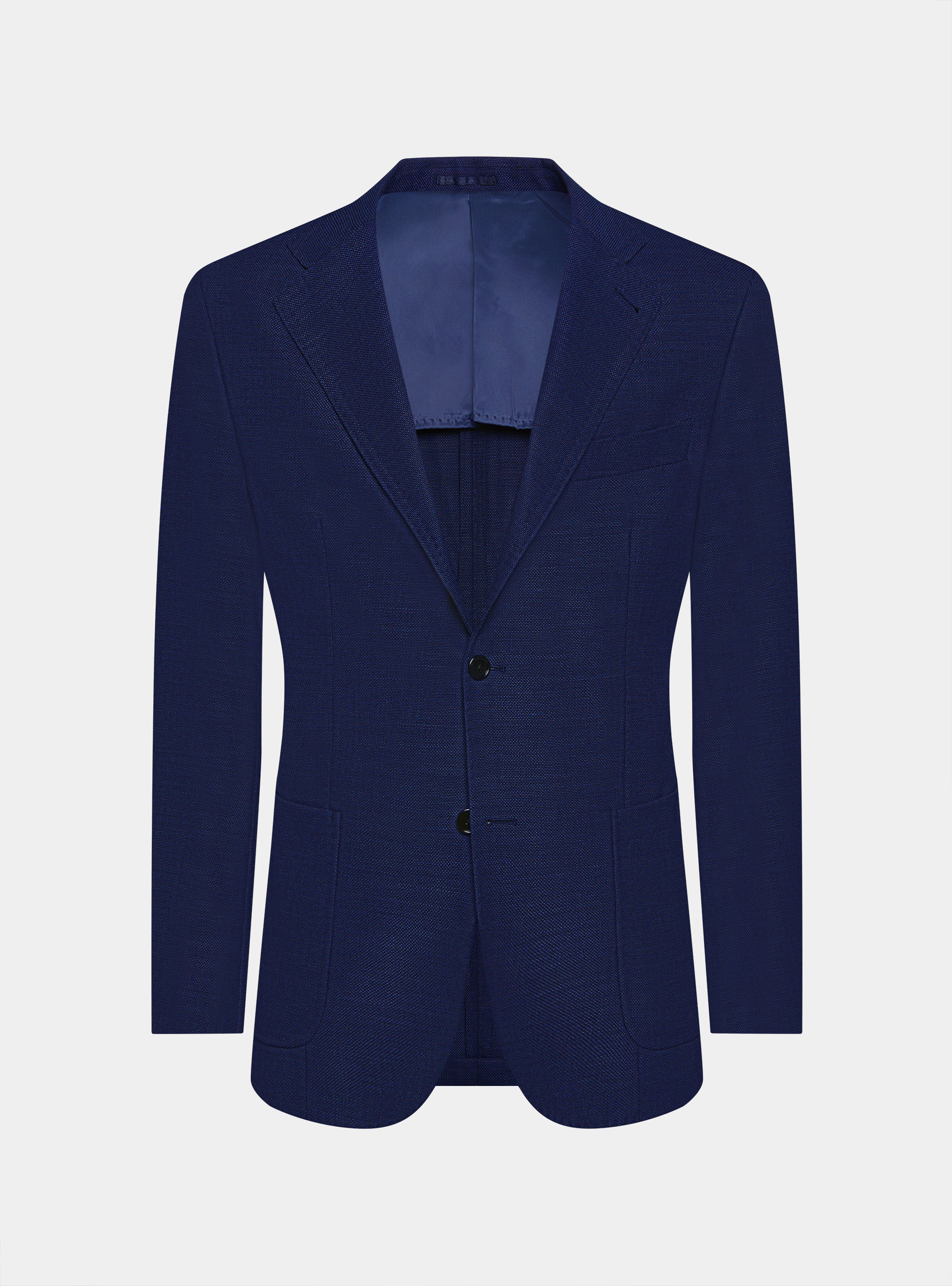 Giacca in pura lana micro texture, BLU