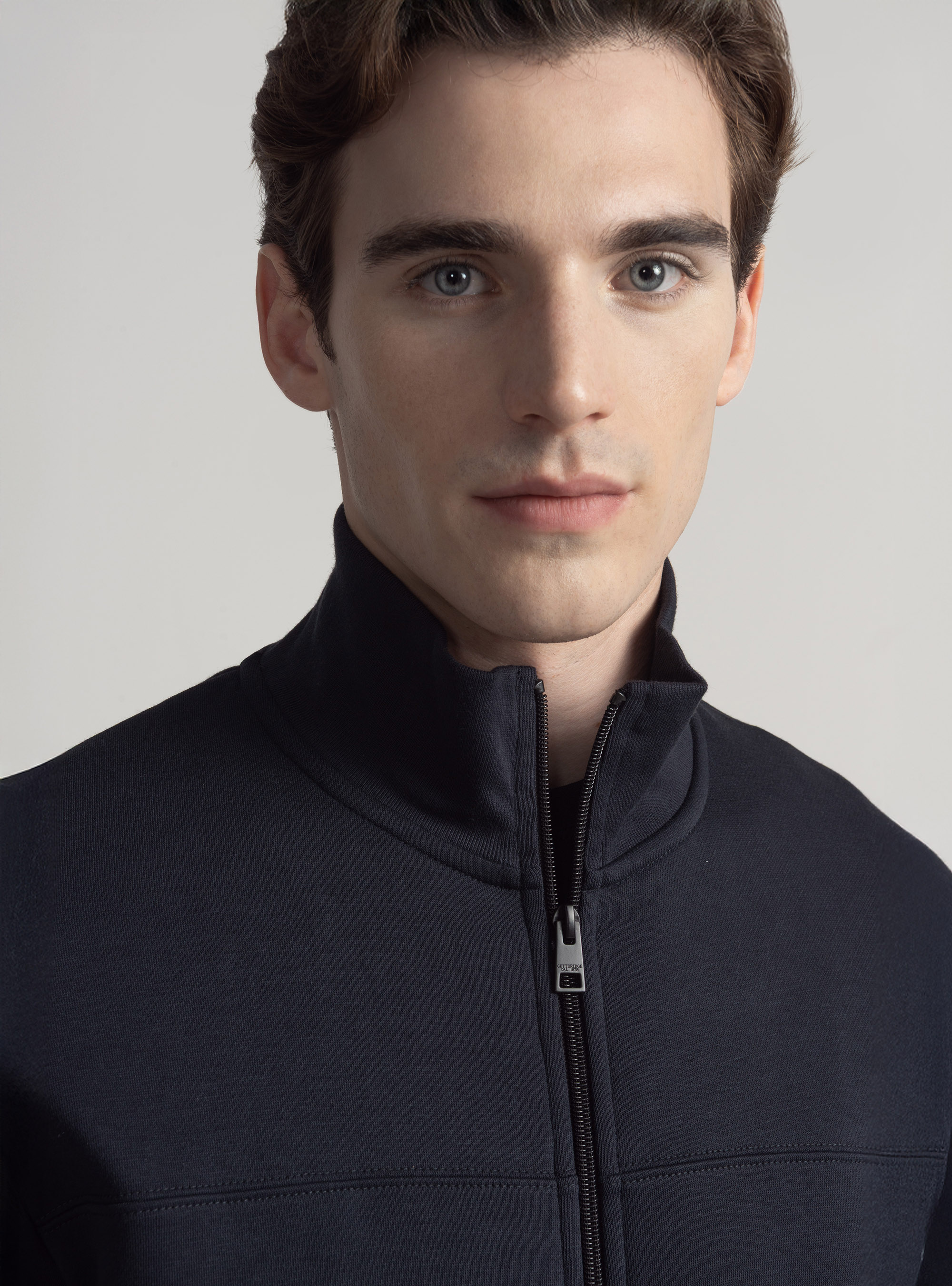 Felpa GT01 full zip in misto cotone, BLU NAVY