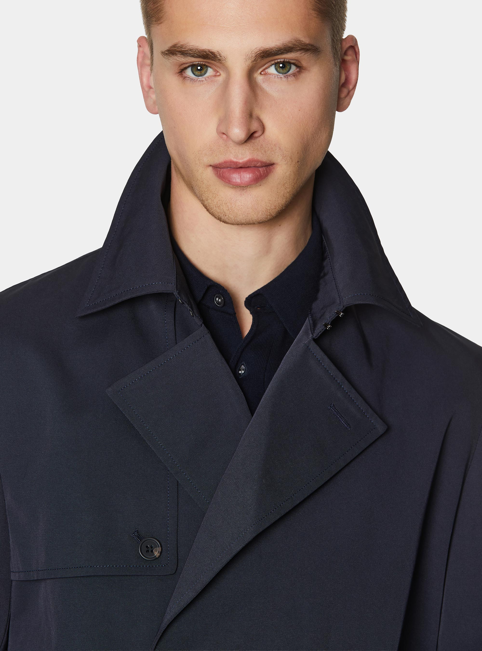 Trench doppiopetto in twill di cotone, BLU NAVY