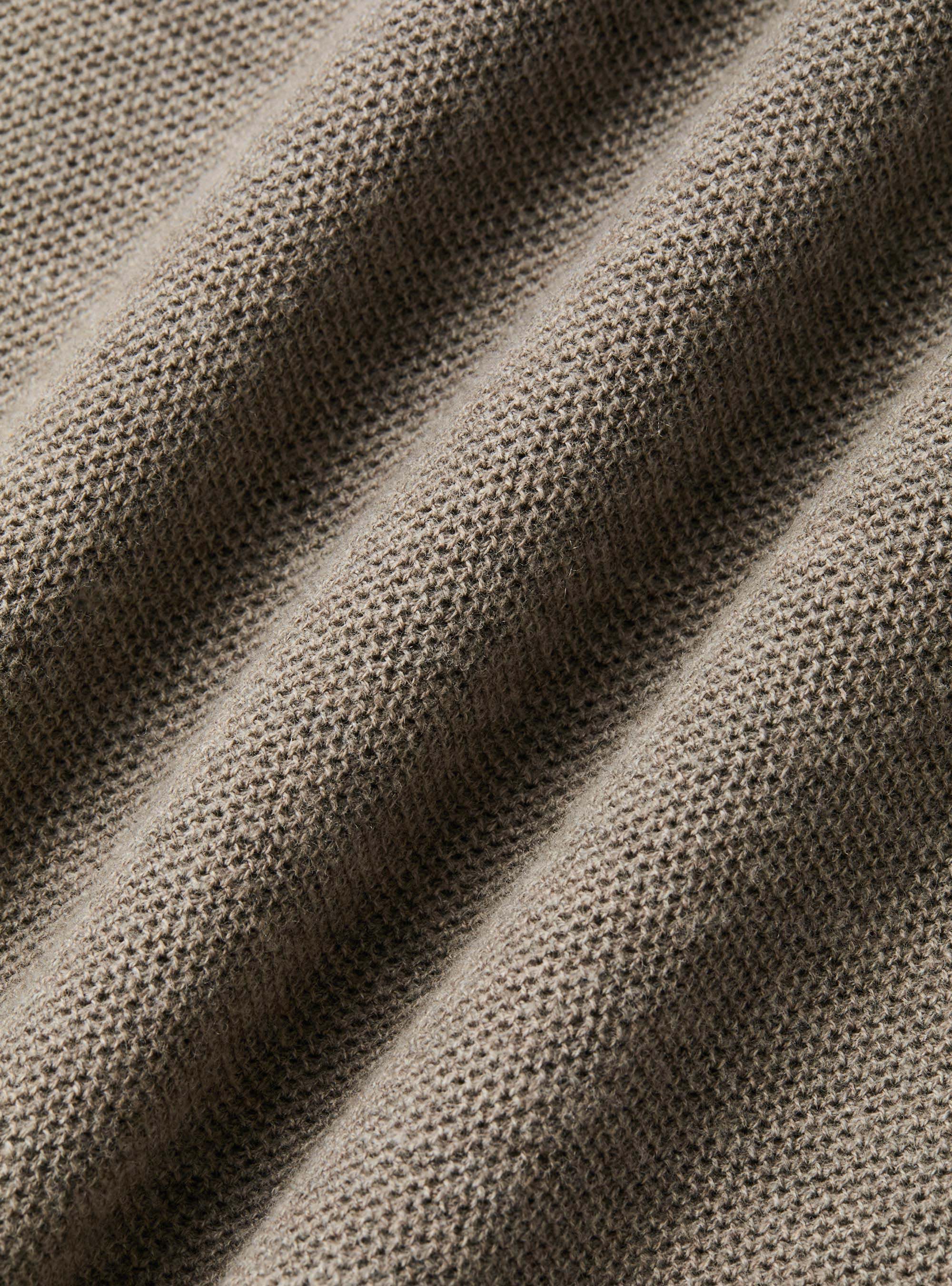 Maglia girocollo in cotone cashmere nido d'ape, FANGO