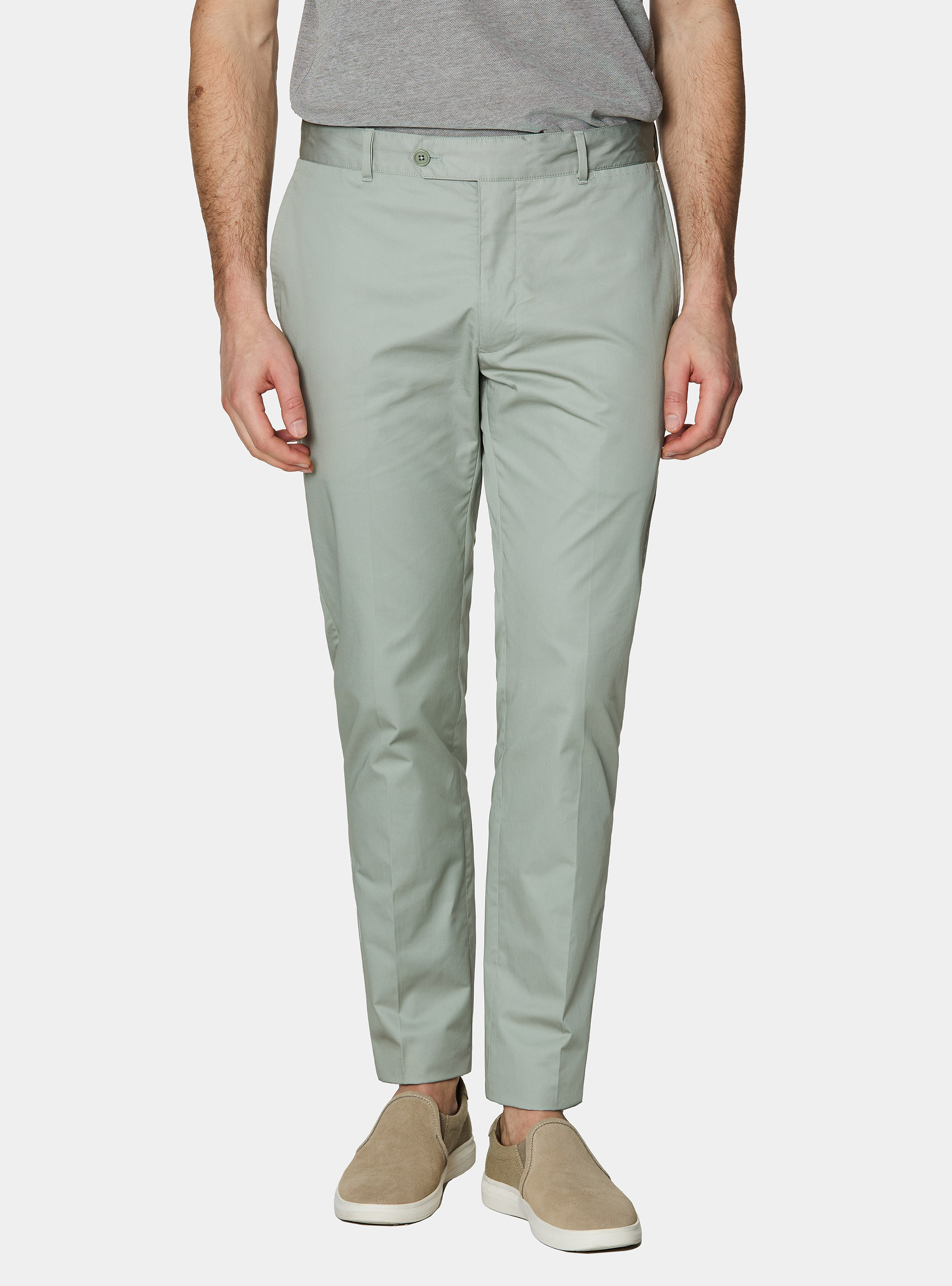 Pantaloni chino in twill leggero, VERDE GIADA 0655C