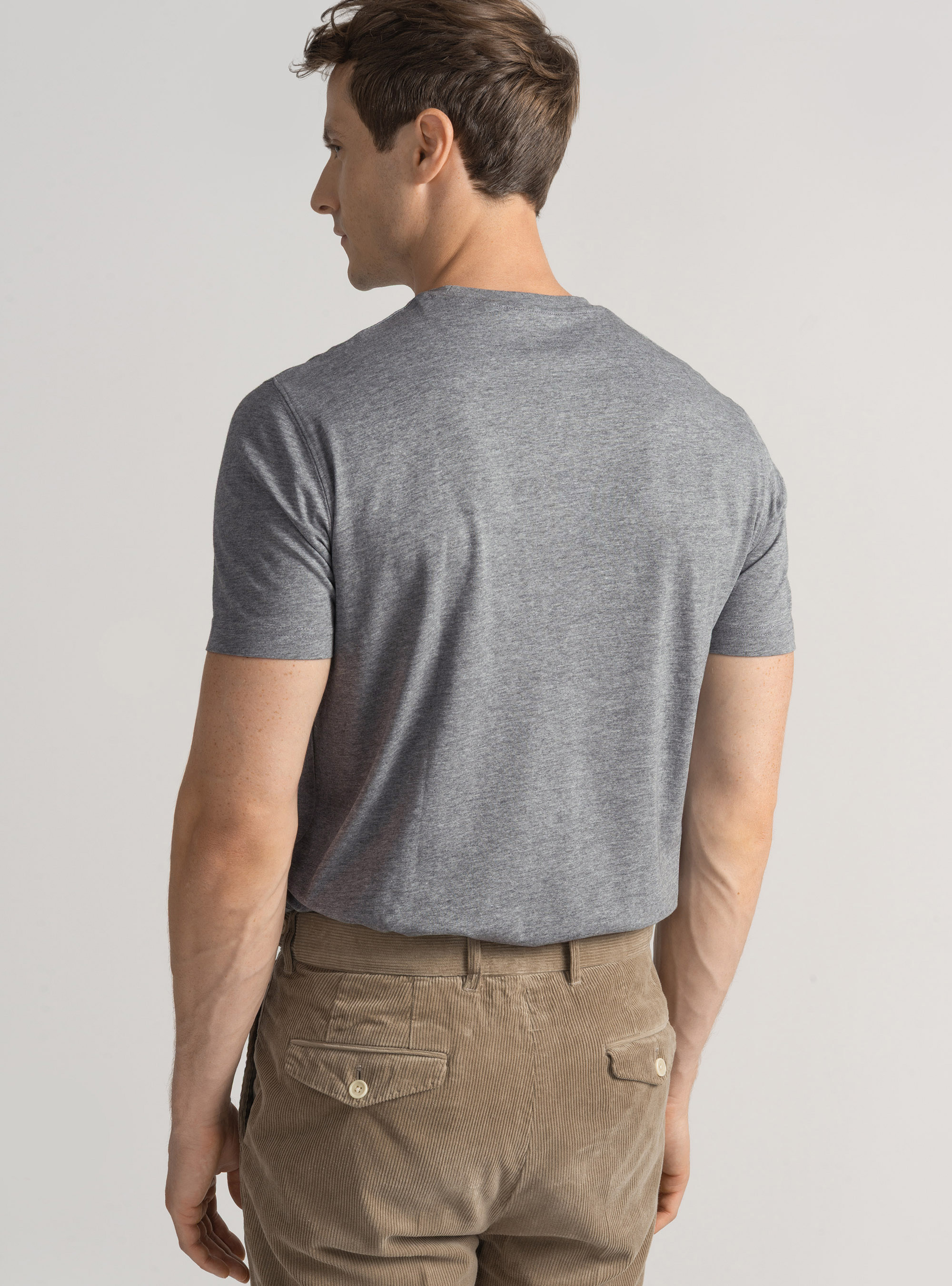 T-shirt mezza manica in cotone Supima, GRIGIO CHIARO