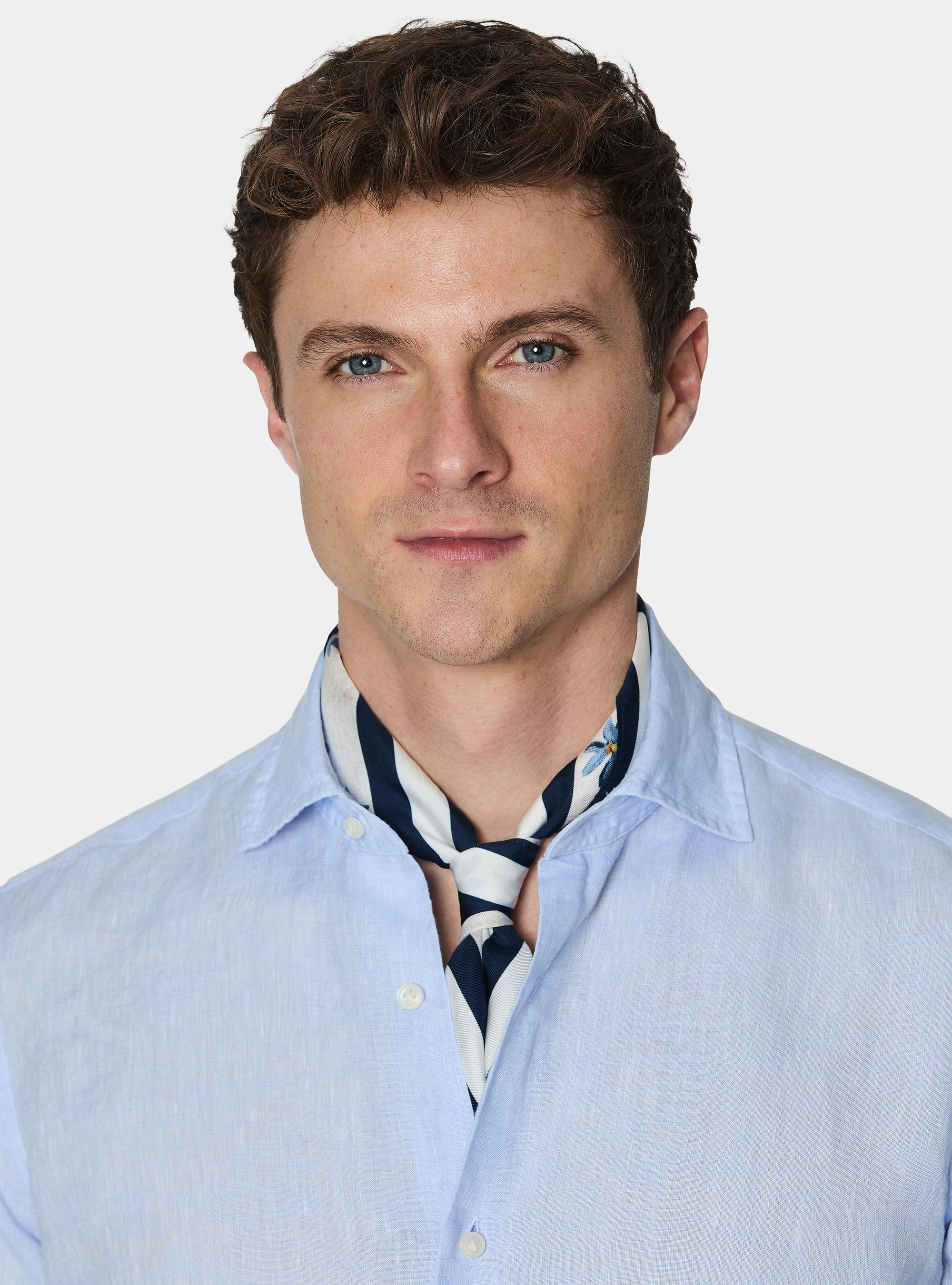 Camicia in puro lino, AZZURRO