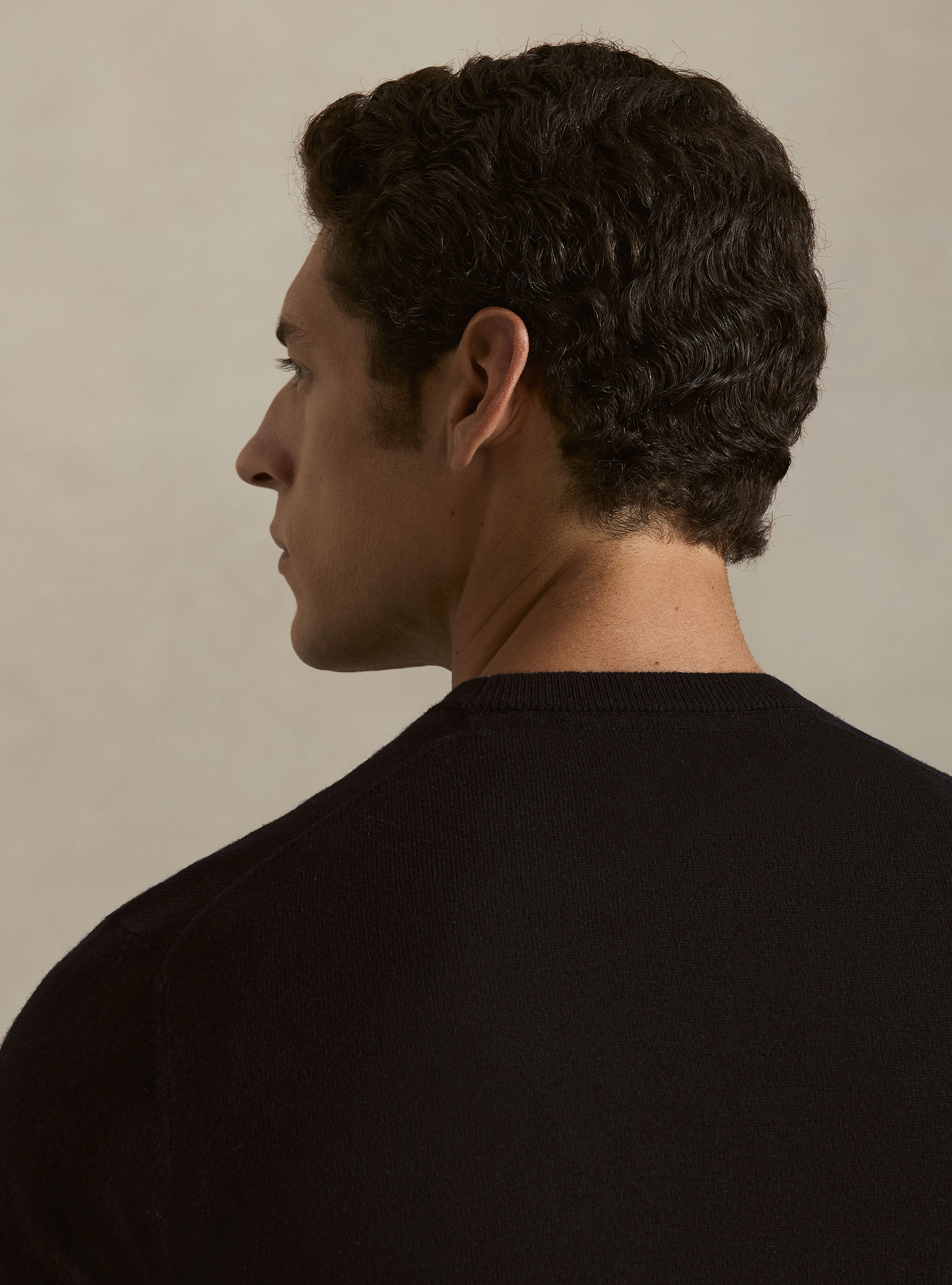 Girocollo in maglia in lana e cashmere, BLU NAVY