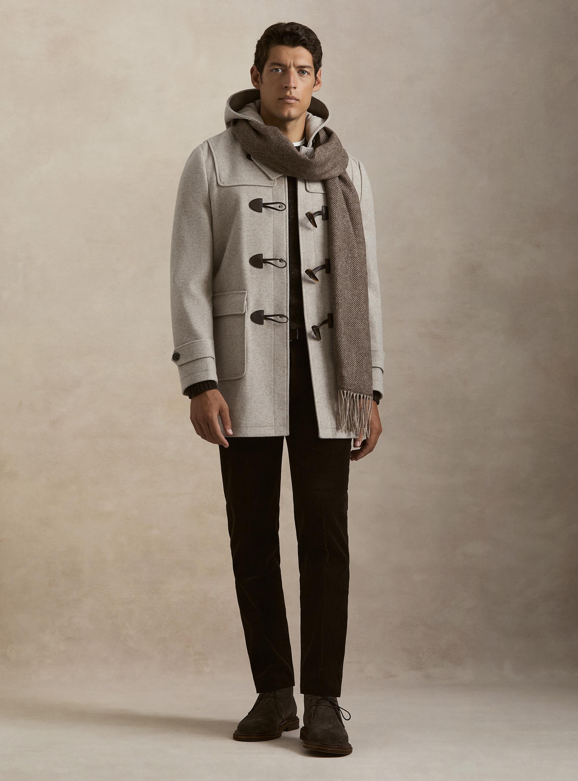 Montgomery con cappuccio in misto lana, ECRU