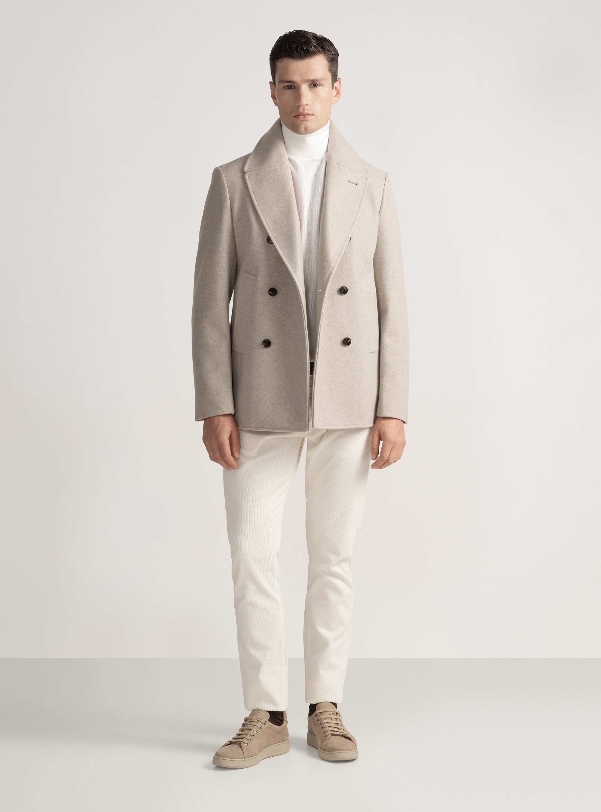 Peacoat tinta unita, ECRU