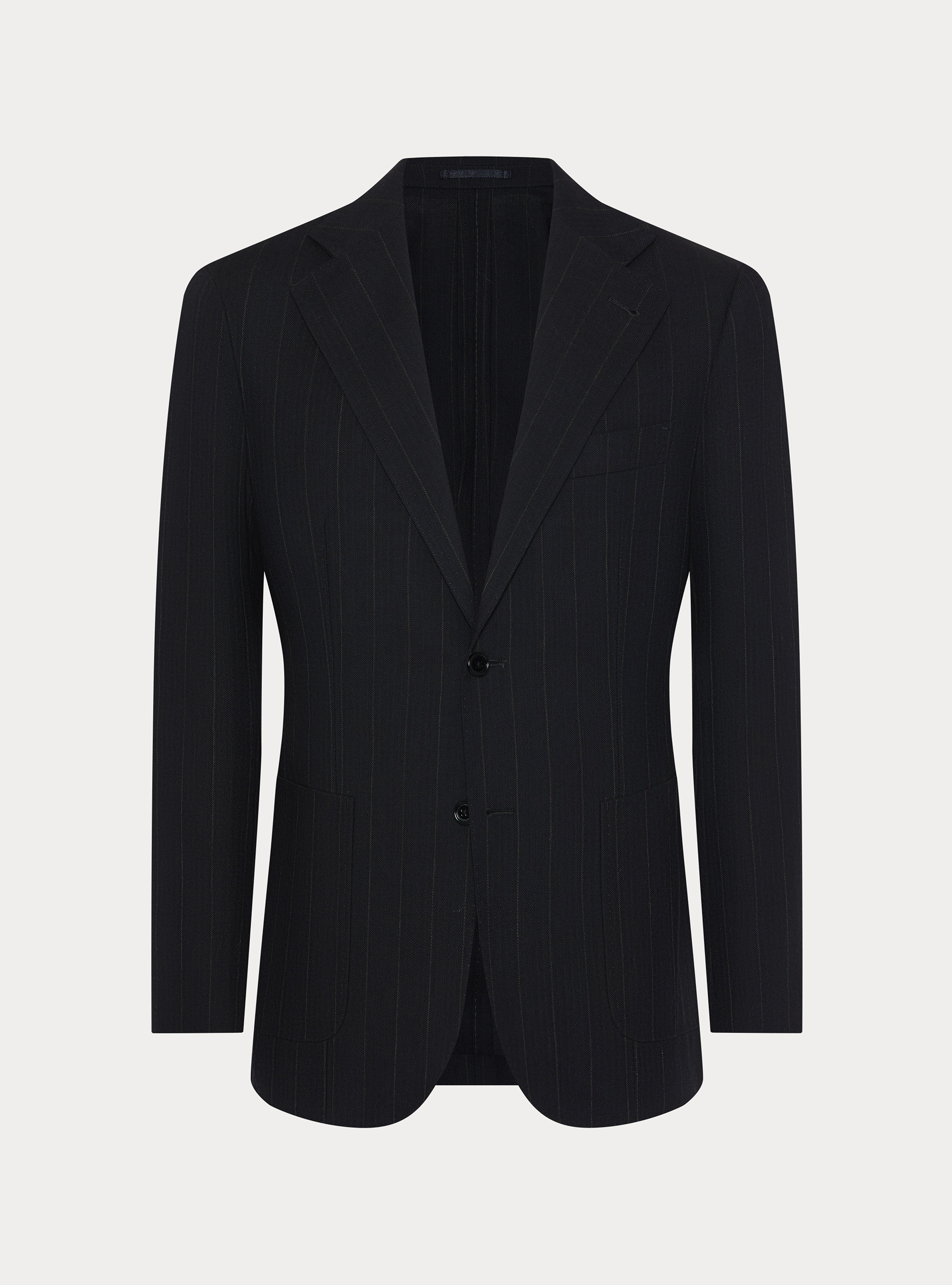 Giacca rigata in pura lana spigata, BLU NAVY