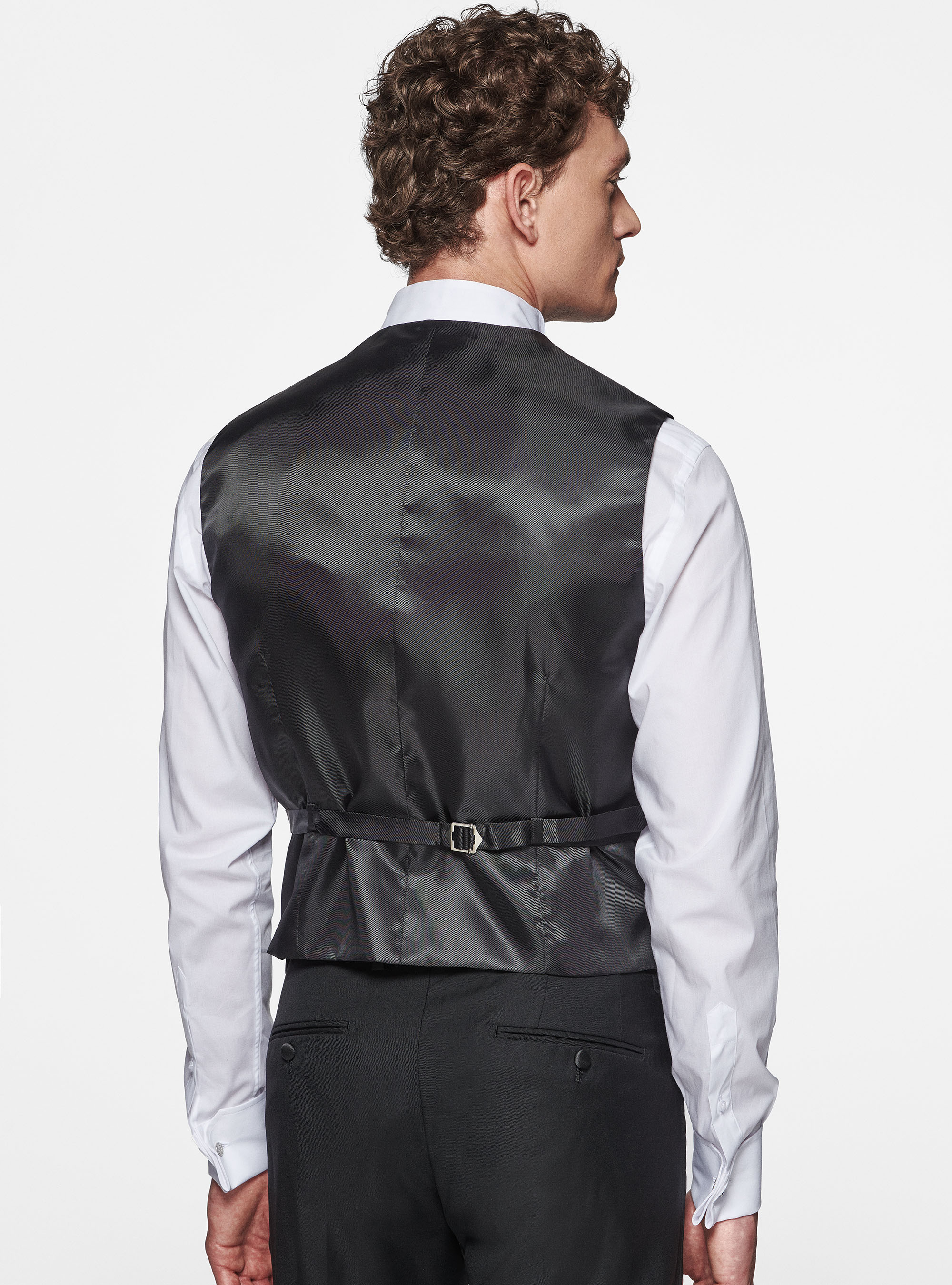 Panciotto smoking in satin, NERO