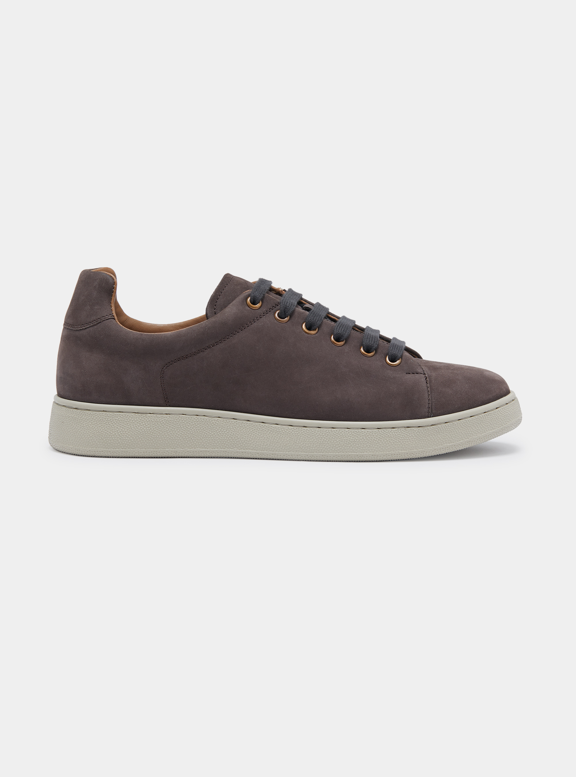Sneakers in nabuk, MARRONE