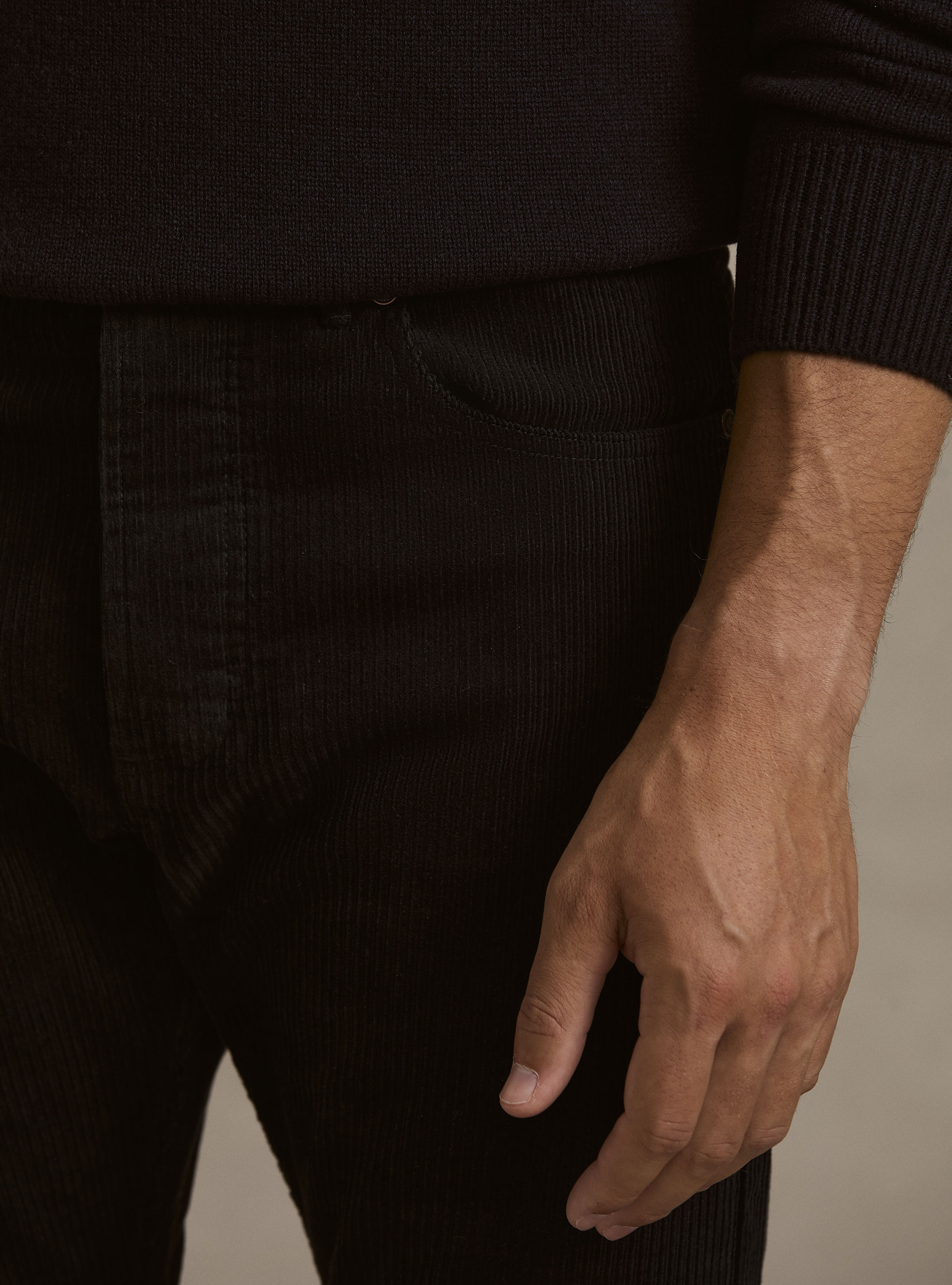Pantaloni 5 tasche in velluto, BLU NAVY