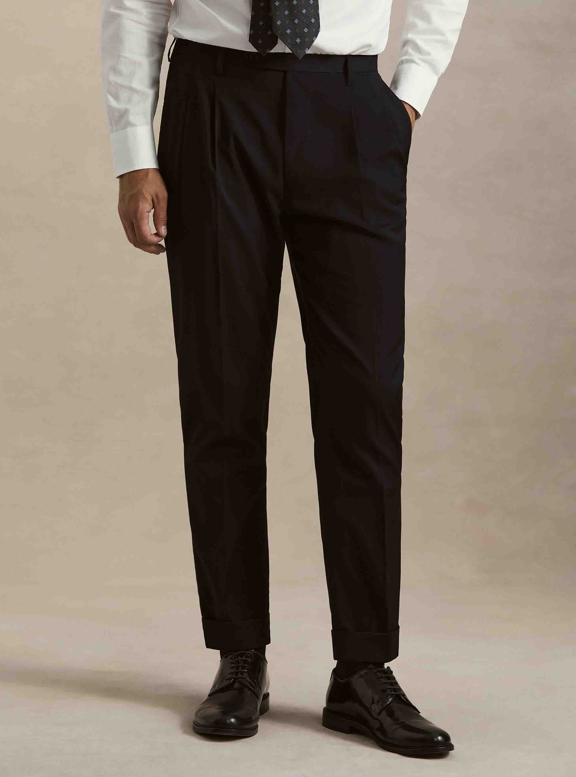 Pantaloni classici con pince, BLU NAVY