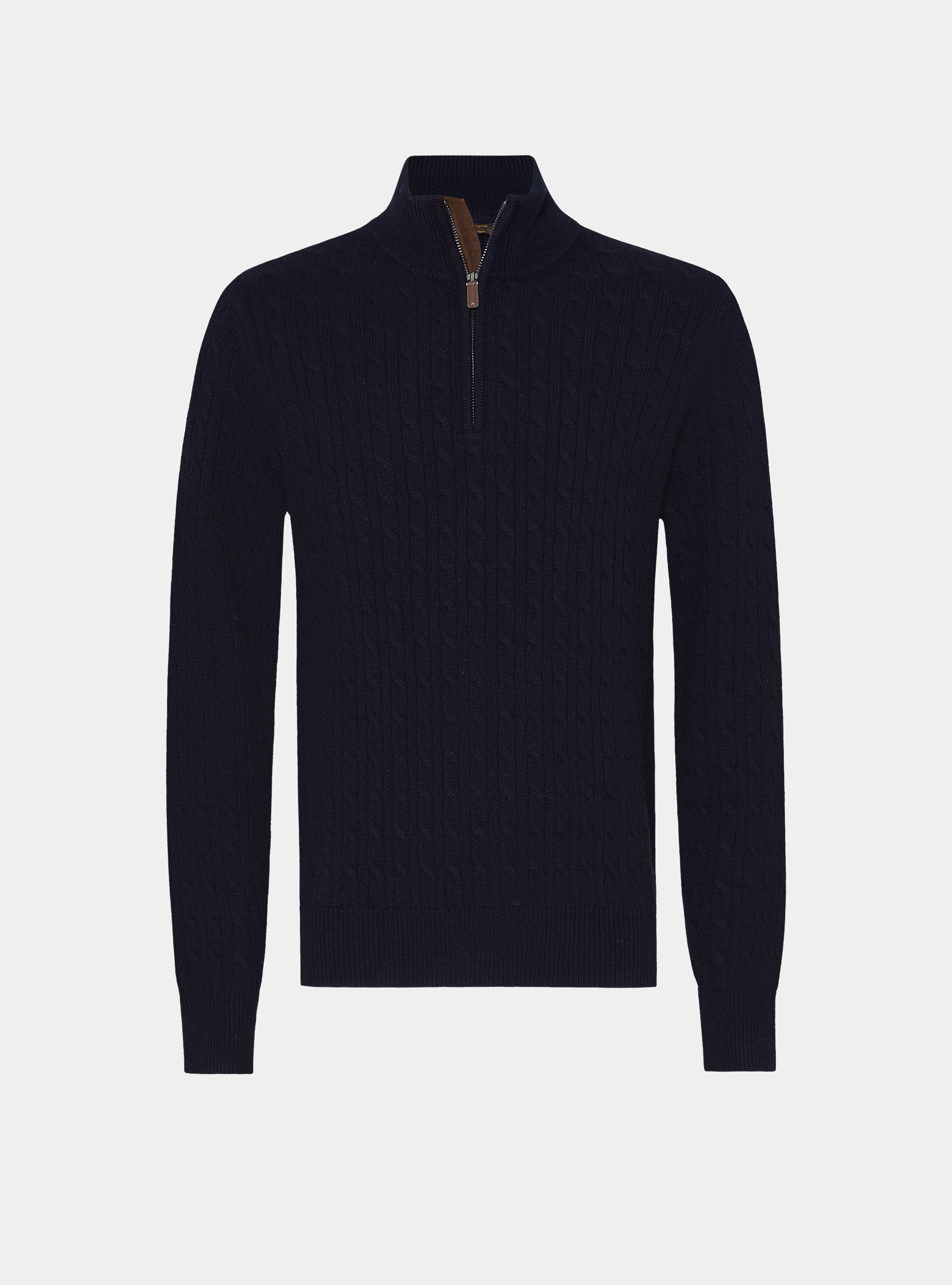 Maglia lupetto a trecce in lana e cashmere, BLU NAVY
